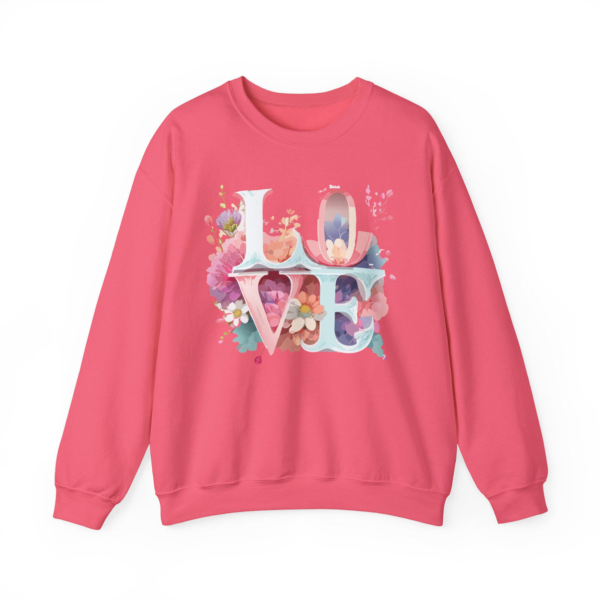 Floral Love Graphic Valentine's Day Sweatshirt Unisex 50/50 Cotton-Poly Sweatshirt w61