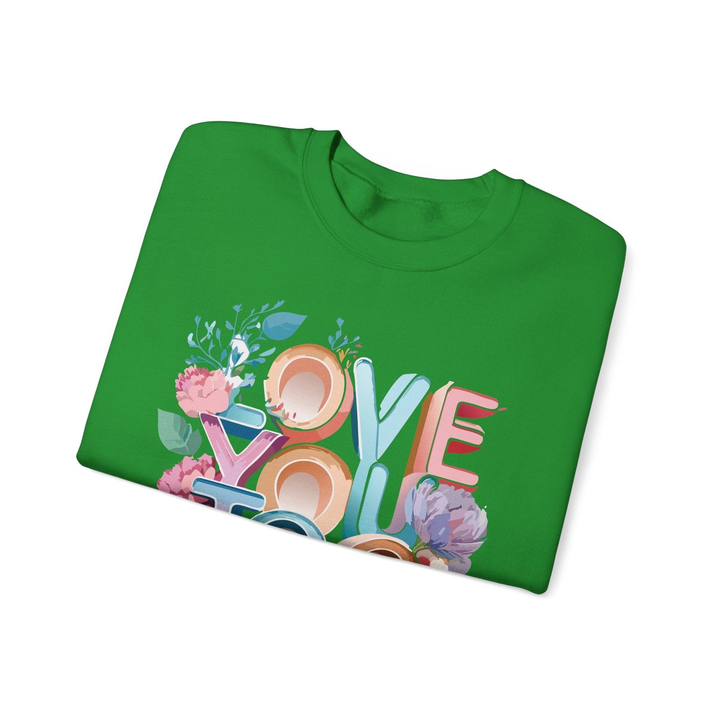 Floral Love Sweatshirt Valentines Day Unisex Crewneck Gildan 18000 Heavy Blend Warm
