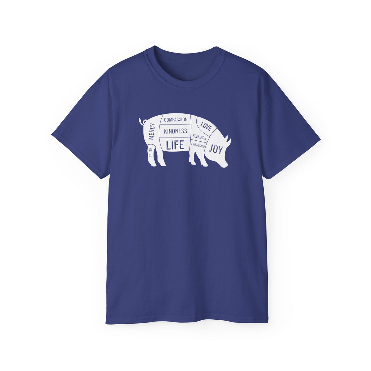 Pig Diagram Typography Tee | Love, Joy, Kindness, Life