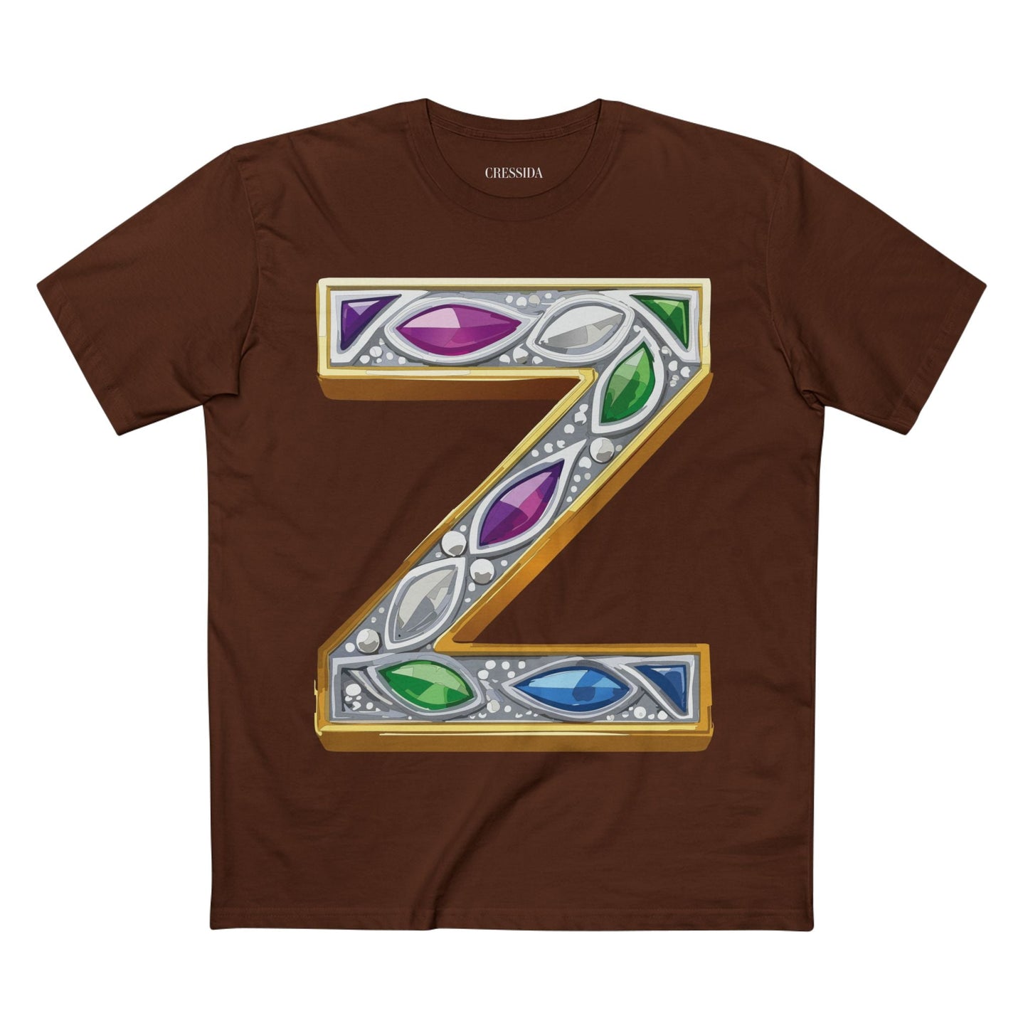 Letter Z Graphic Design Tee Unisex 100 Cotton With Antique Gold Letters Artwork T-Shirt