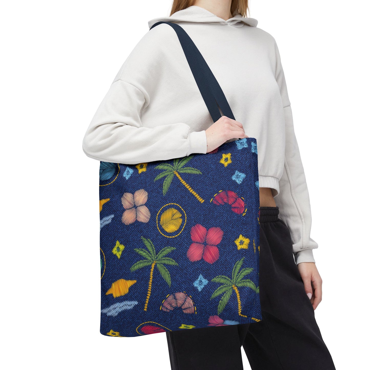 Denim Fabric Imitation Print Unisex Canvas Bag Poly Spun 3 Sizes Tote Bag 182-7