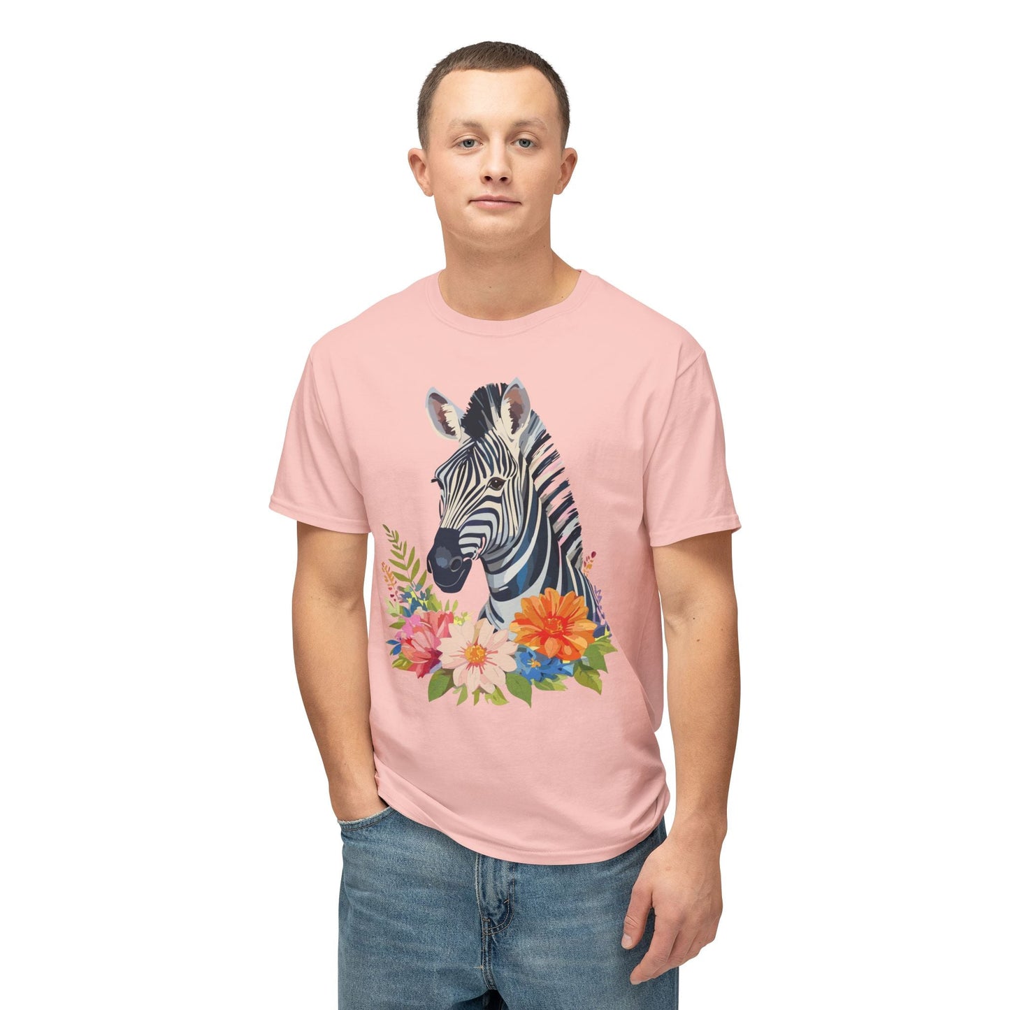 Unisex Zebra Art T Shirt With Full Color Print 100 Percent Cotton Jersey Tee Premium