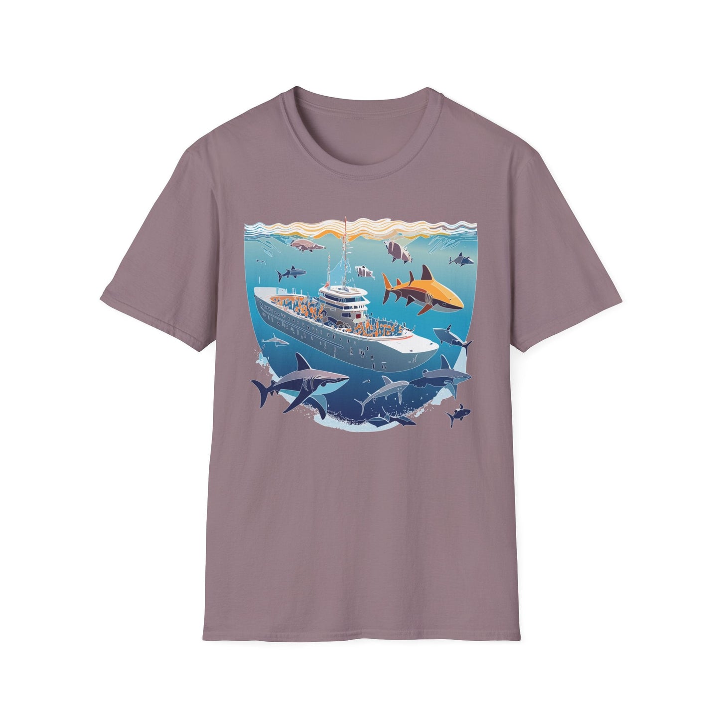 Ocean Tee Shirt Unisex Softstyle Short Sleeve With Ocean Art Design 100 Percent Ring Spun Cotton