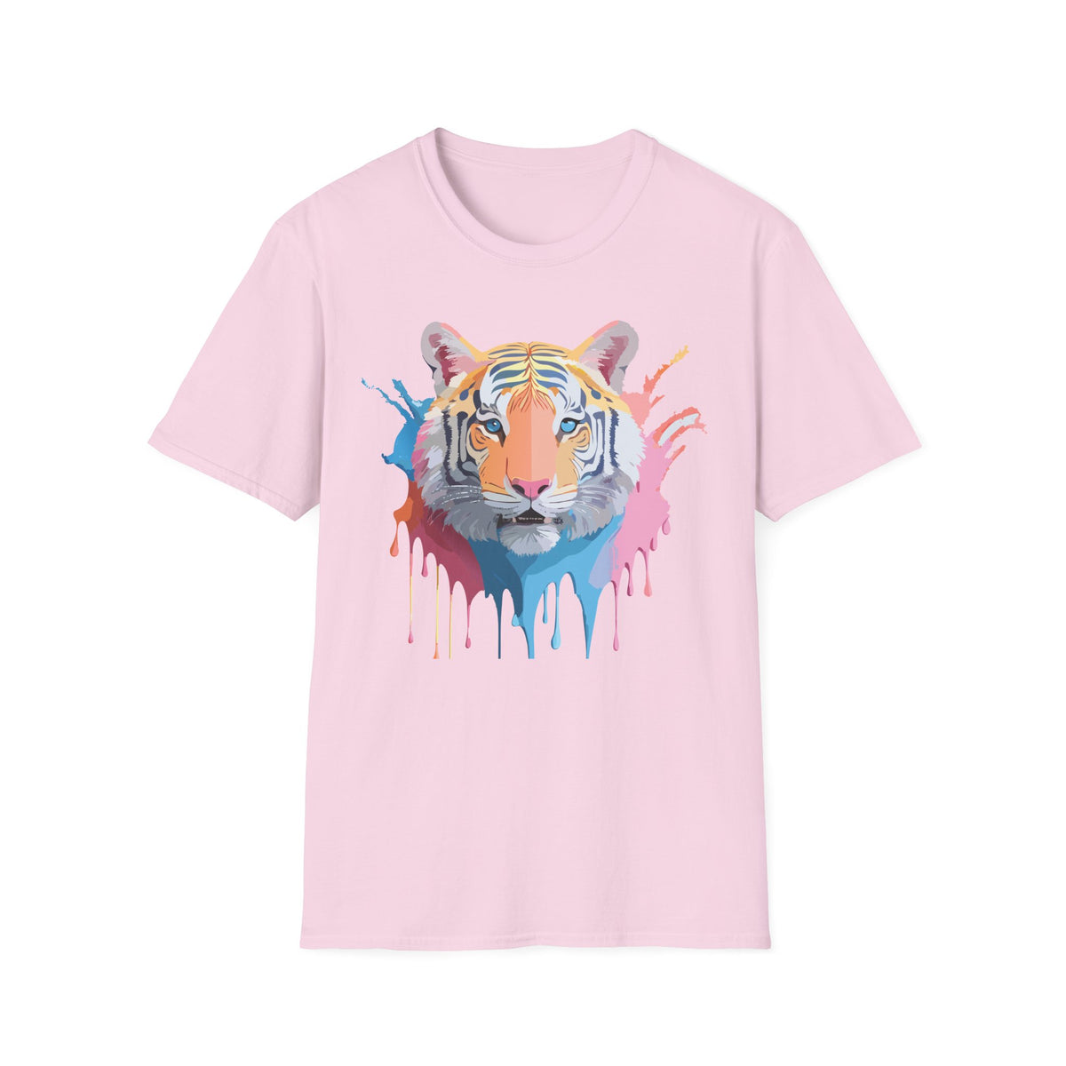 Colorful Tiger Portrait T-Shirt | Watercolor Drip Animal Tee