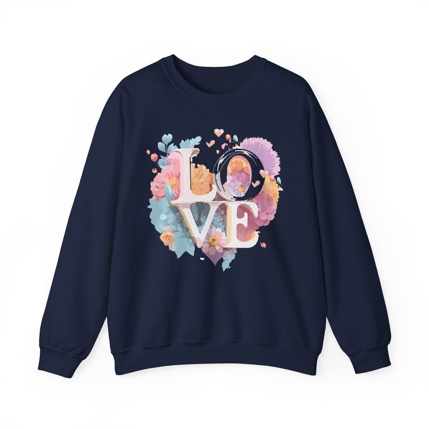 Floral Love Sweatshirt For Valentines Day Unisex Crewneck 50 50 Cotton Polyester Gildan 18000