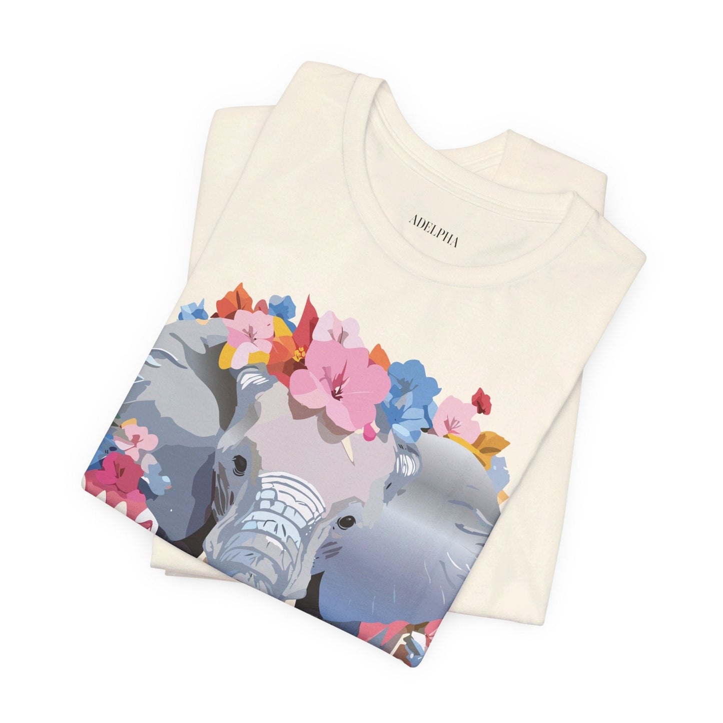 Elephant Graphic Tee Unisex Short Sleeve Jersey With Vintage Inspired Adelpha Artwork