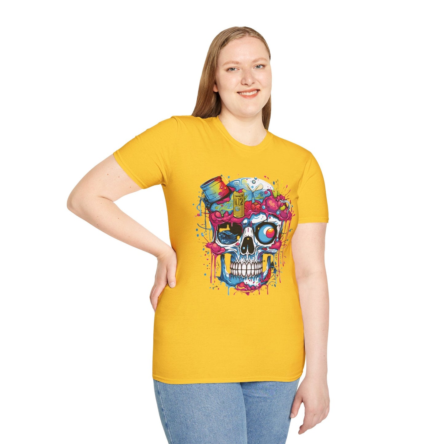 Skull Graphic Tee Shirt Unisex Skeleton Shirt Softstyle Cotton Comfort Everyday Wear Durable