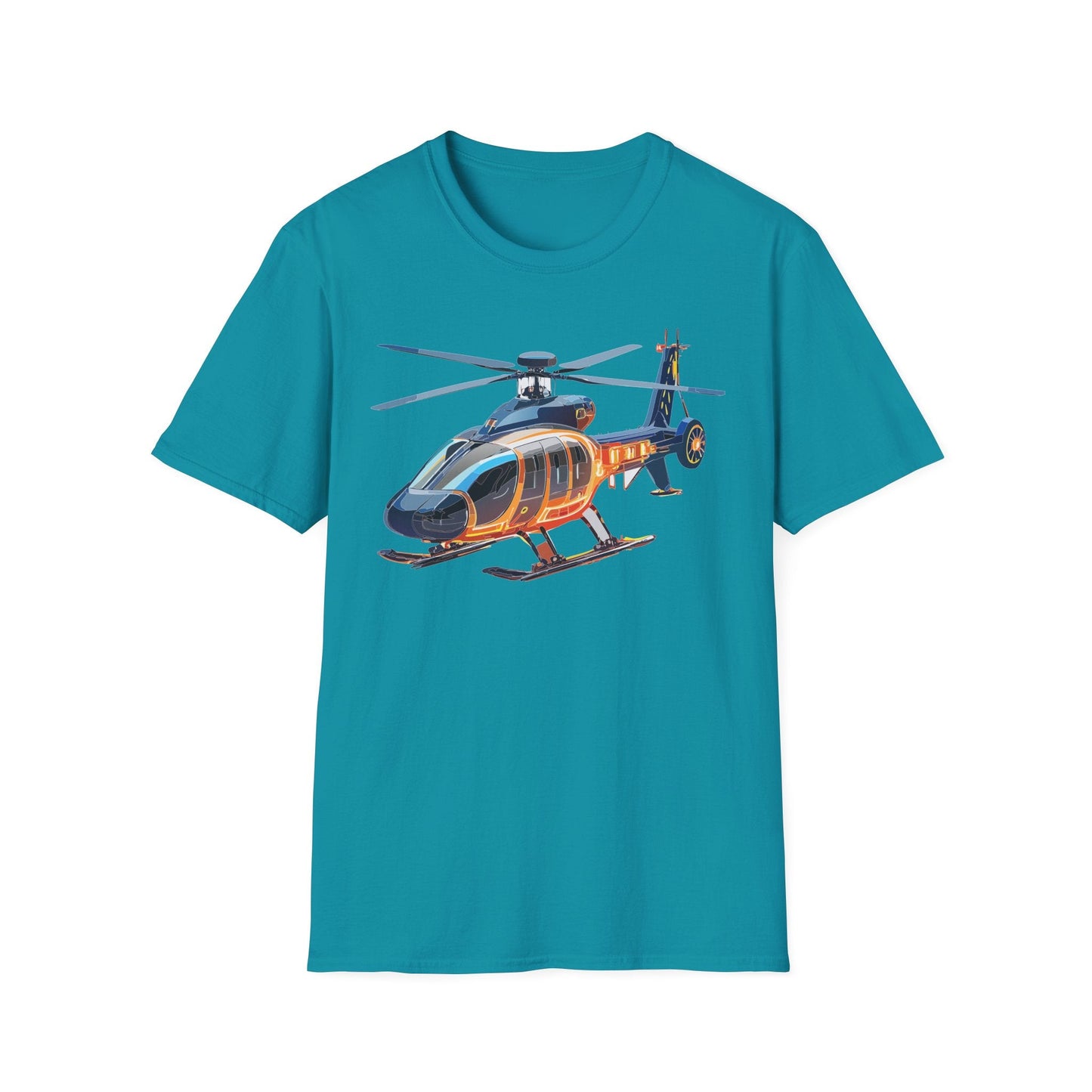Unisex Helicopter Graphic T Shirt Softstyle 64000 Short Sleeve Chopper Tee For Everyday Comfort