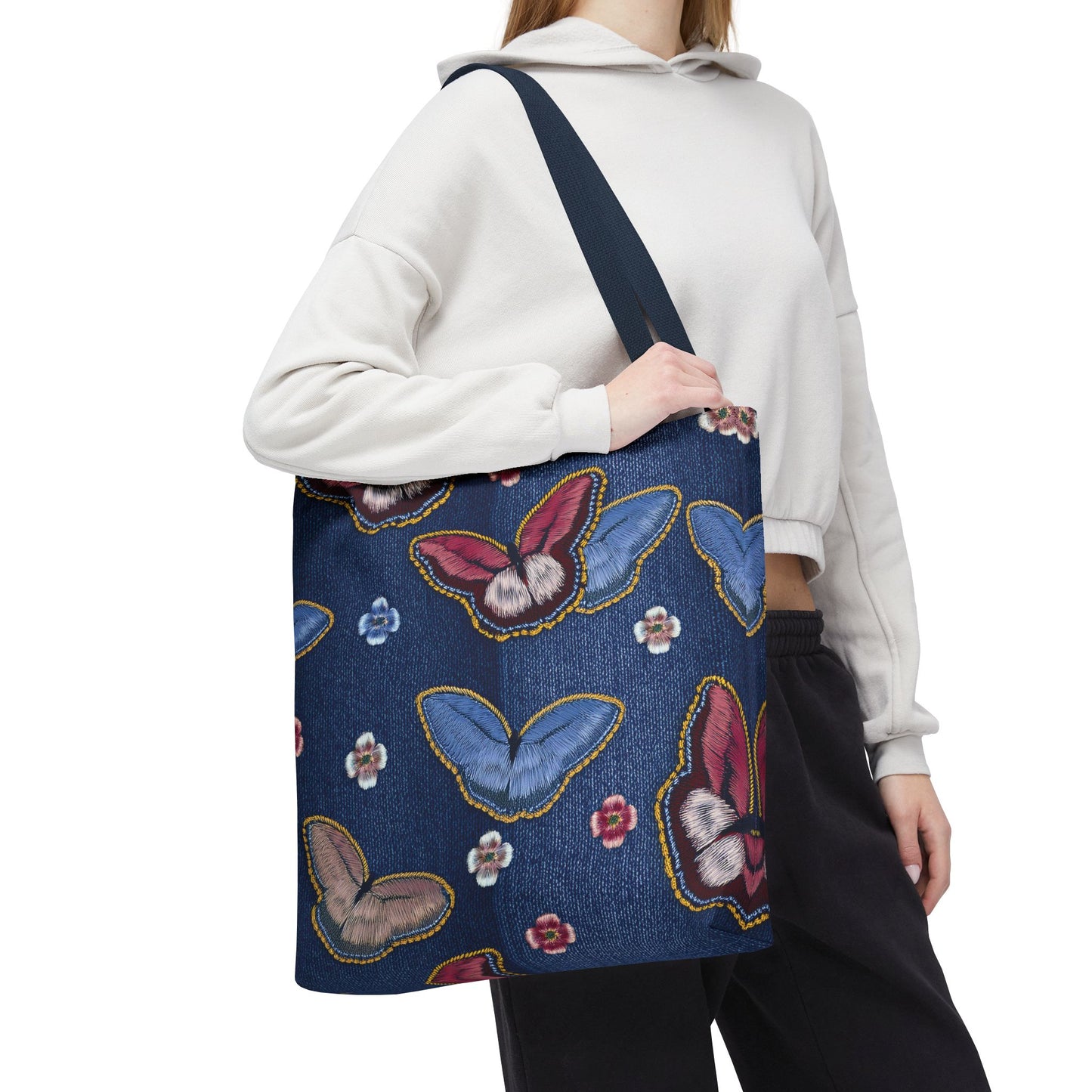 Denim Fabric Imitation Print Unisex Canvas Bag Poly Spun 3 Sizes Tote Bag 180