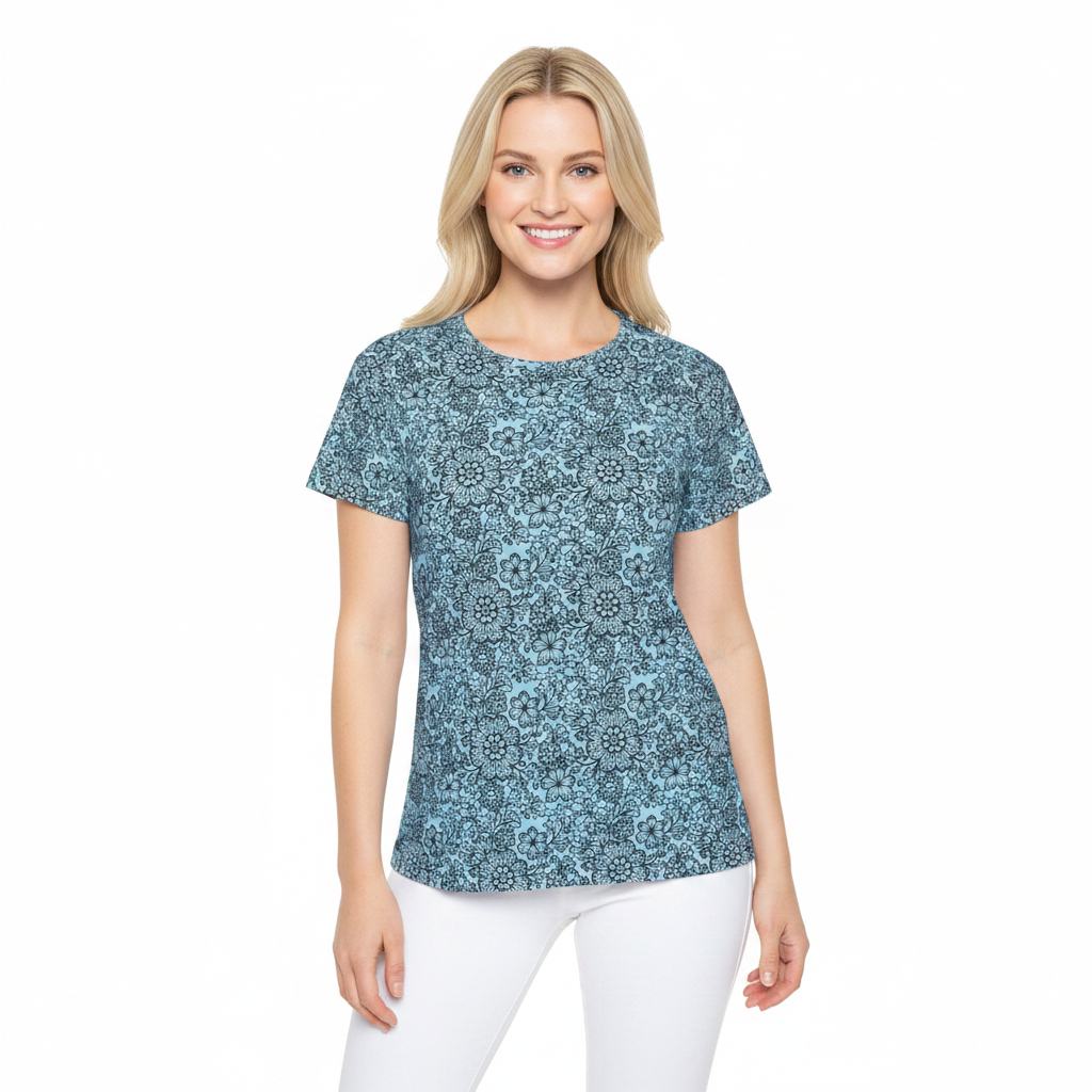 Women Poly T-Shirt with Lace Print 29