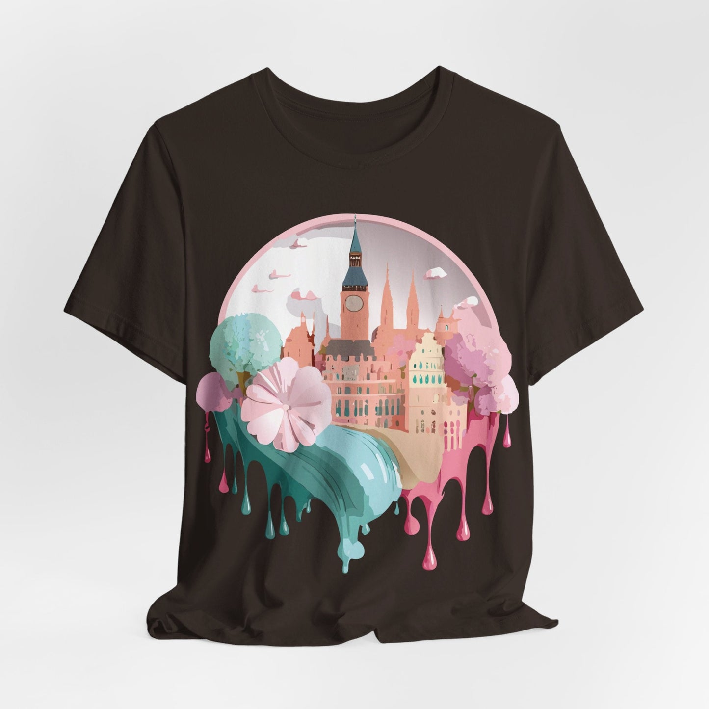 Prague Tourist Graphic Tee by Unisex Vintage Style Short Sleeve Collection