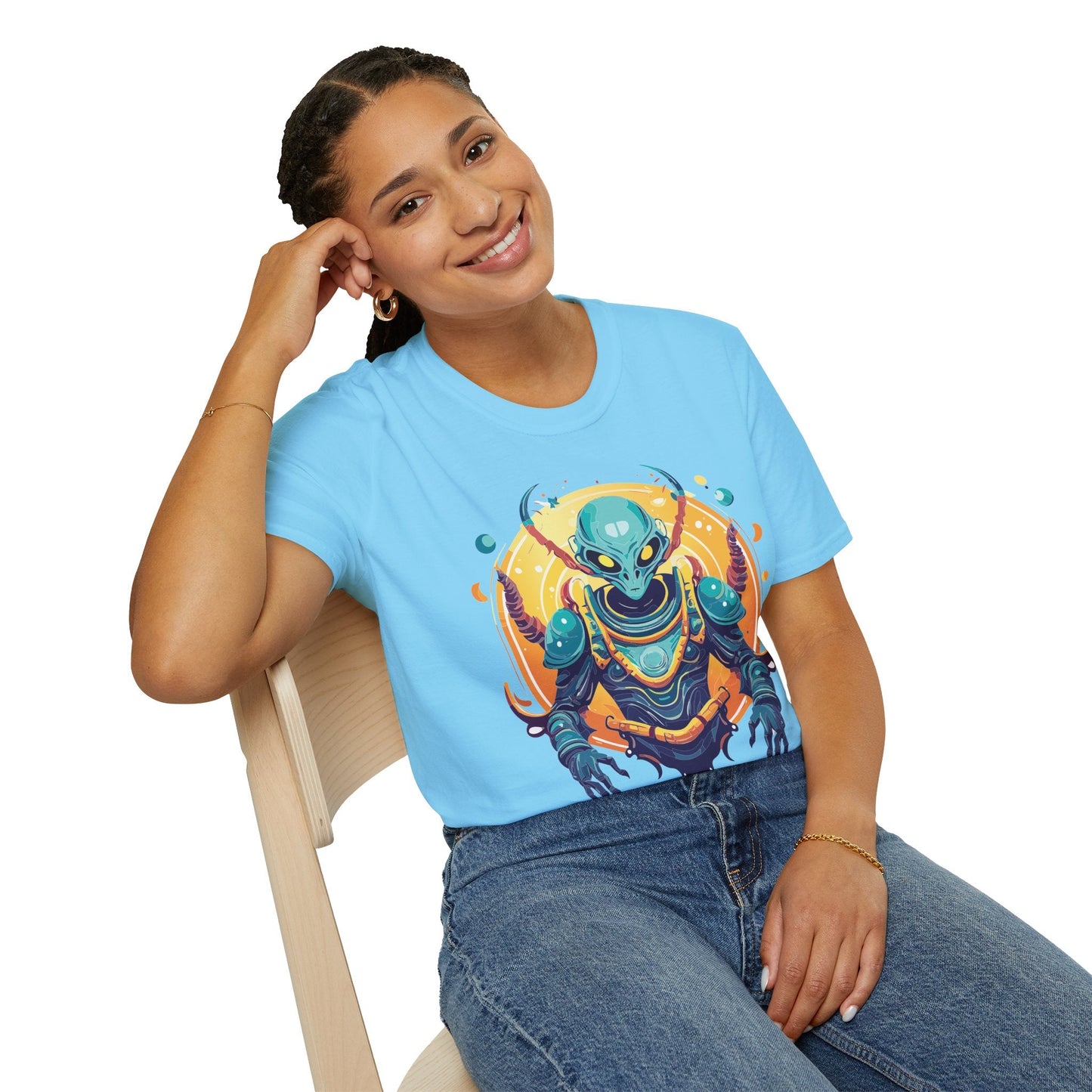 Cosmos Alien T Shirt Unisex Softstyle Short Sleeve Tee With Alien Art Design Artwork