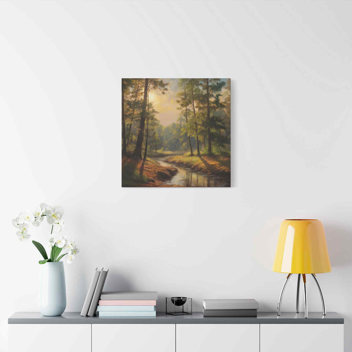 Forest Print Canvas, Trees Oil Paint Print 20x20, 24x24, 30x30, 32x32, 36x36 Art Design Print Pine-Wood Inner Frame MC-71