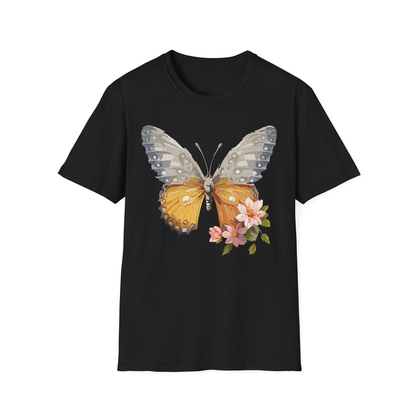 Unisex Butterfly T Shirt Monarch Print Softstyle Cotton Tee Gildan 64000 Lightweight Comfort