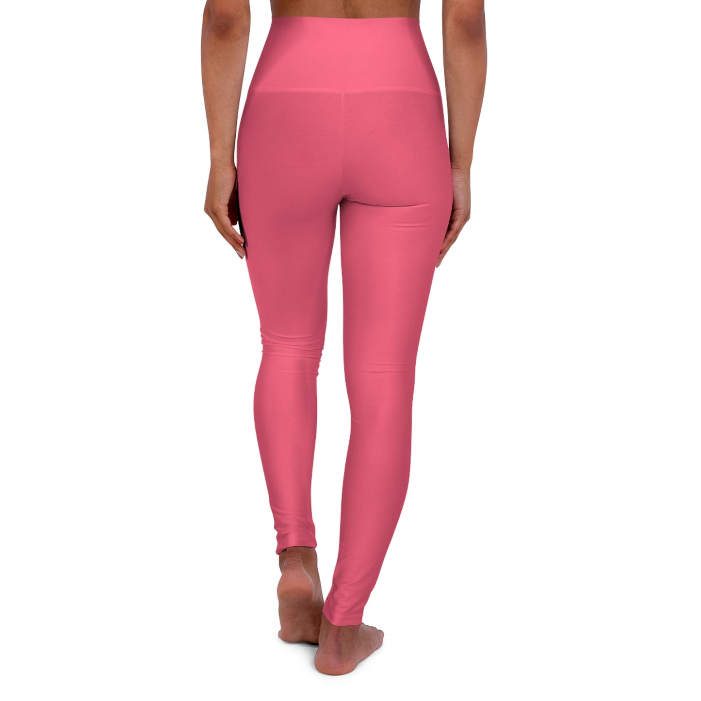 Mid Coral Color High-Waist Yoga Leggings Women's Seamless Poly-Span Stretchy Pants XS-2XL