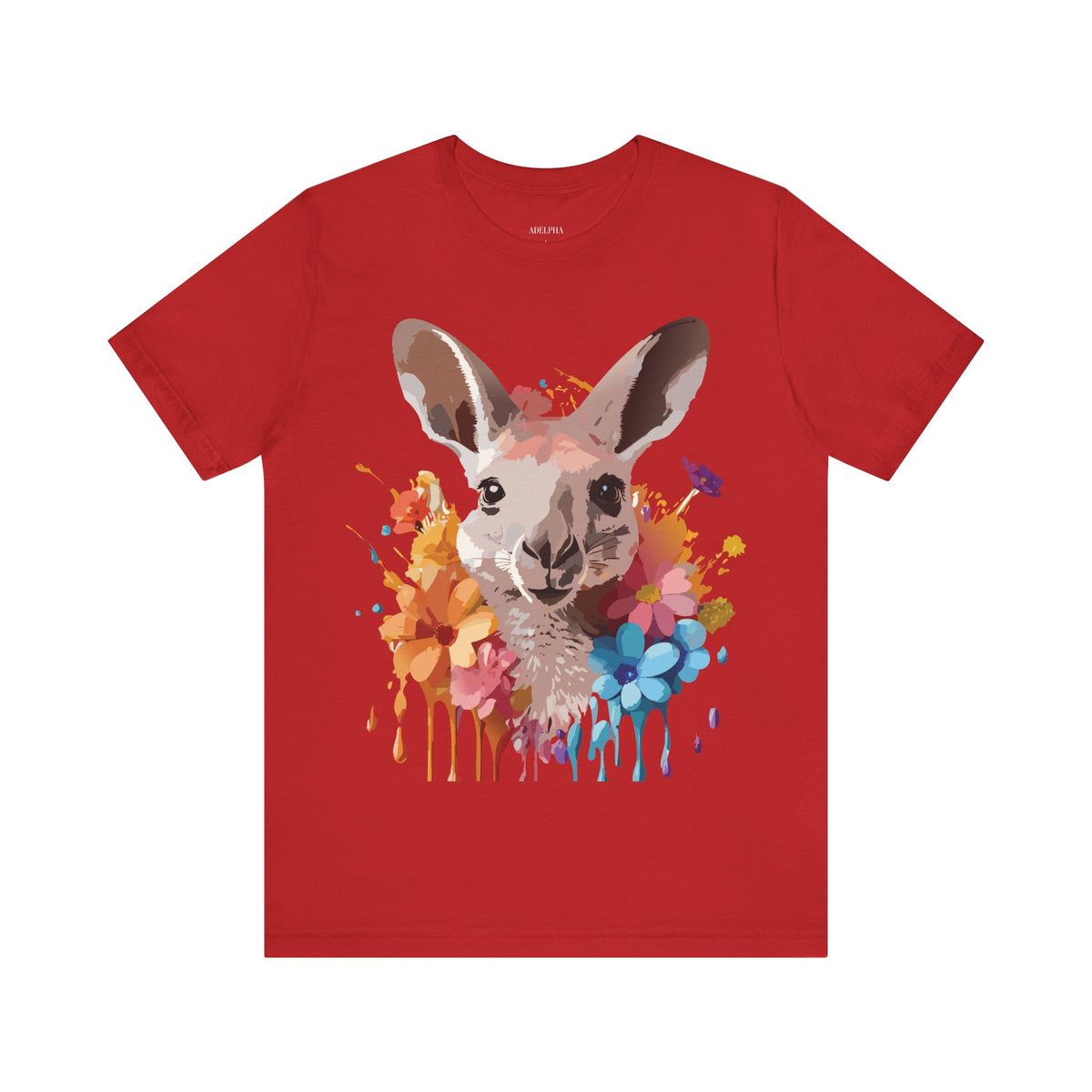 Kangaroo Graphic Unisex Cotton Bella+Canvas Tee with Art Animal Design e36