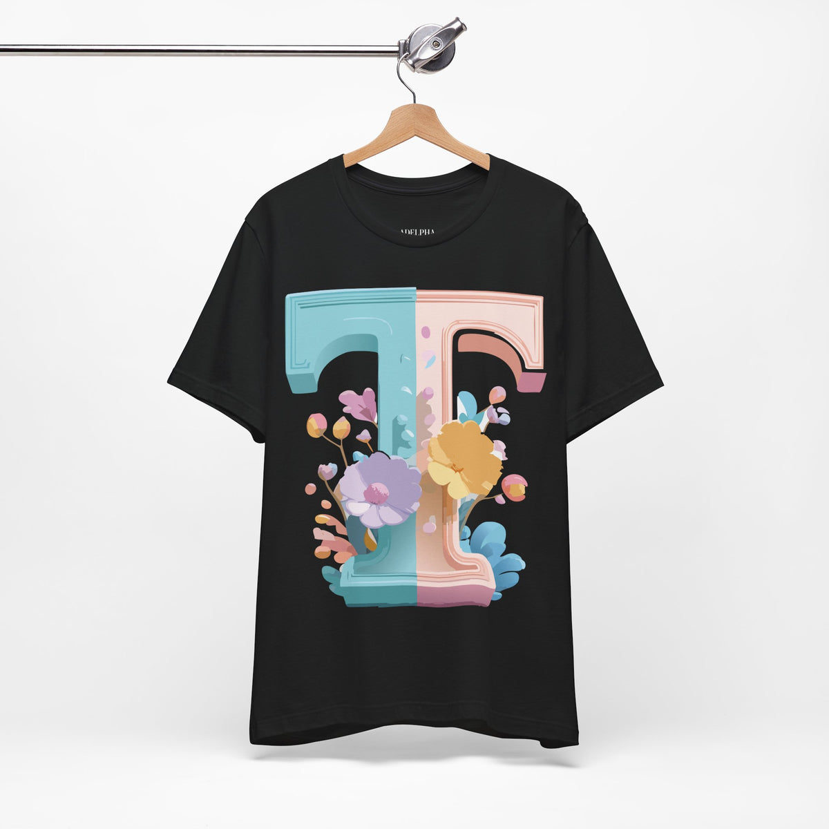 Letter T Graphic Unisex Cotton Bella+Canvas Tee with Art Letter Design
