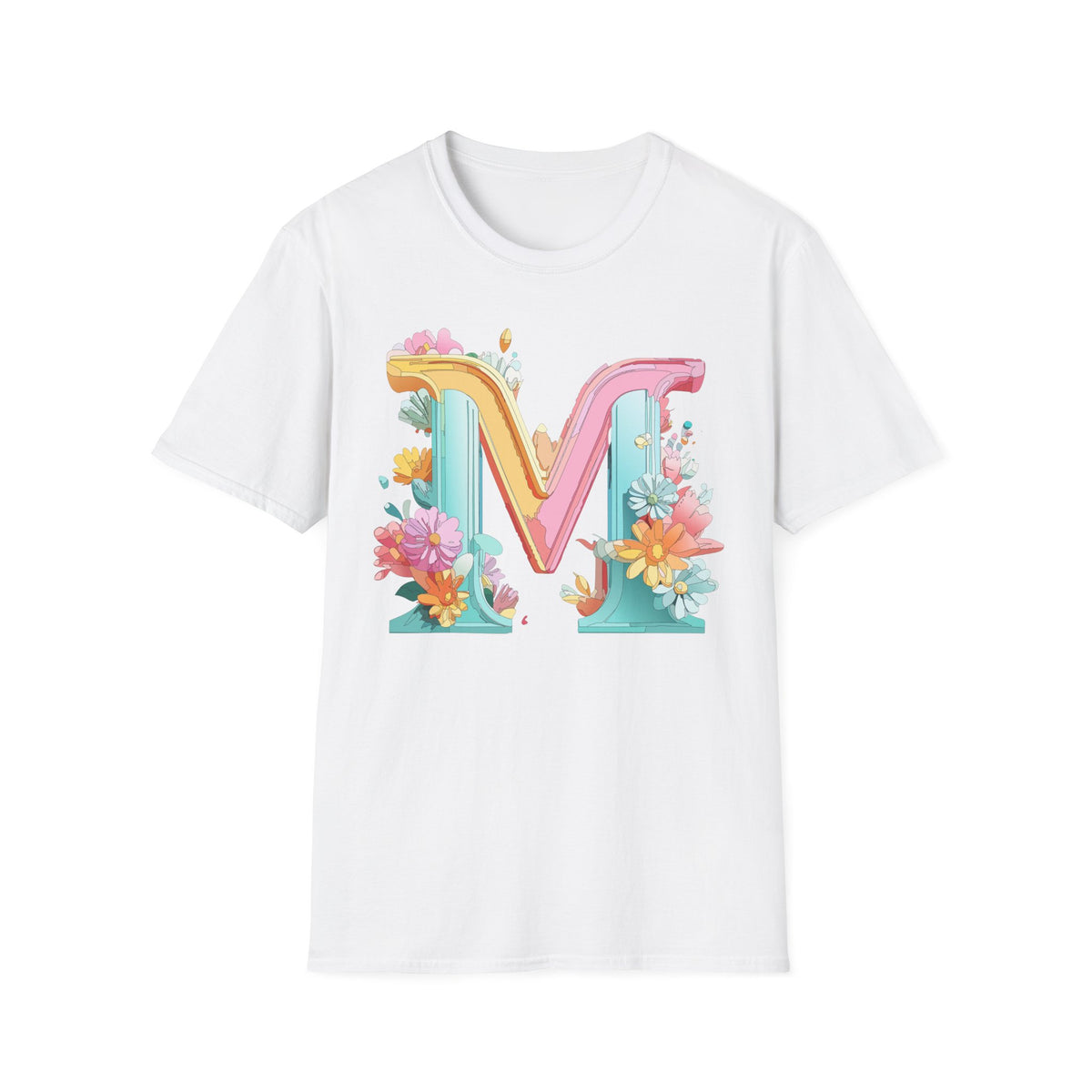 Floral Pastel Letter M T-Shirt | Monogram Initial Tee