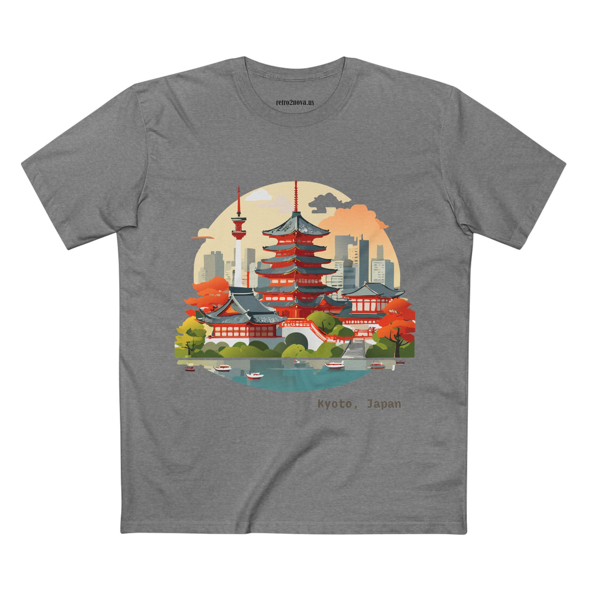 Kyoto Japan temple illustration T-Shirt | Pagoda skyline tee