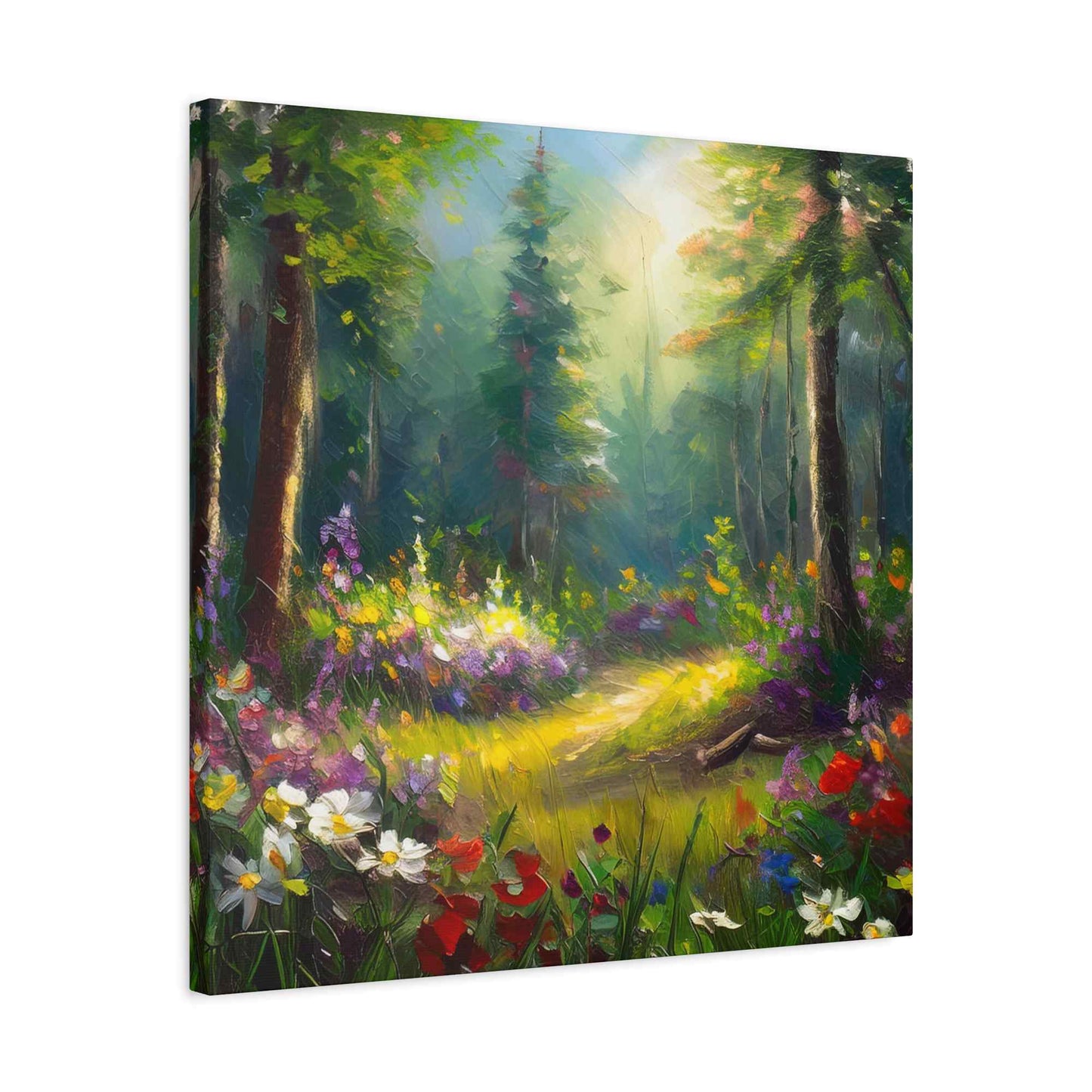 Summer Forest Print Canvas, Oil Paint Print 20x20, 24x24, 30x30, 32x32, 36x36 Art Design Print Pine-Wood Inner Frame MC-92