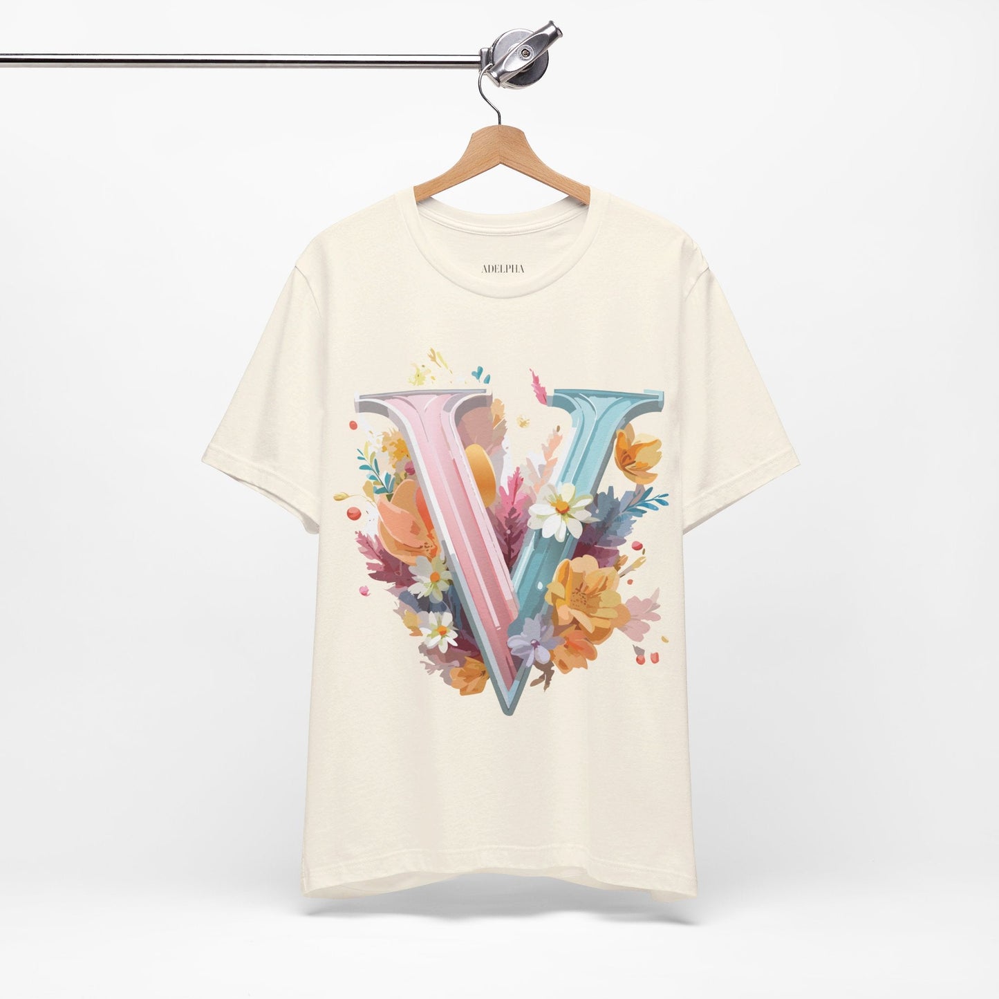 Letter V Shirt Graphic Tee Unisex Jersey Short Sleeve Adelpha Art Design Vintage Inspired