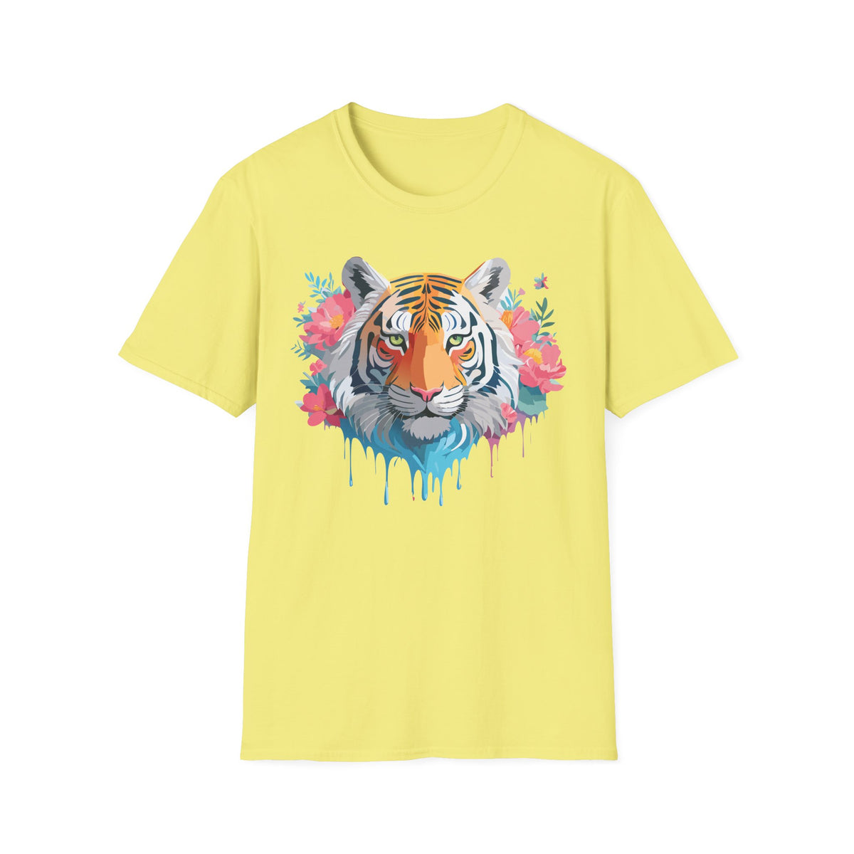 Floral Watercolor Tiger T-Shirt | Tiger Face Shirt, Floral Wildlife Tee