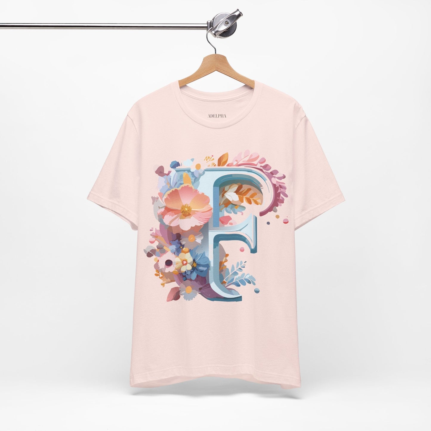 Letter F Shirt Unisex Graphic Tee Jersey Short Sleeve by Adelpha Vintage Inspired Art Design