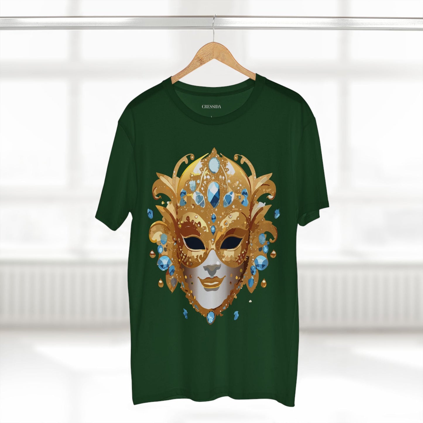 Carnival Mask Graphic T-Shirt Unisex 100 Cotton With Antique Gold Art Design Tee 21