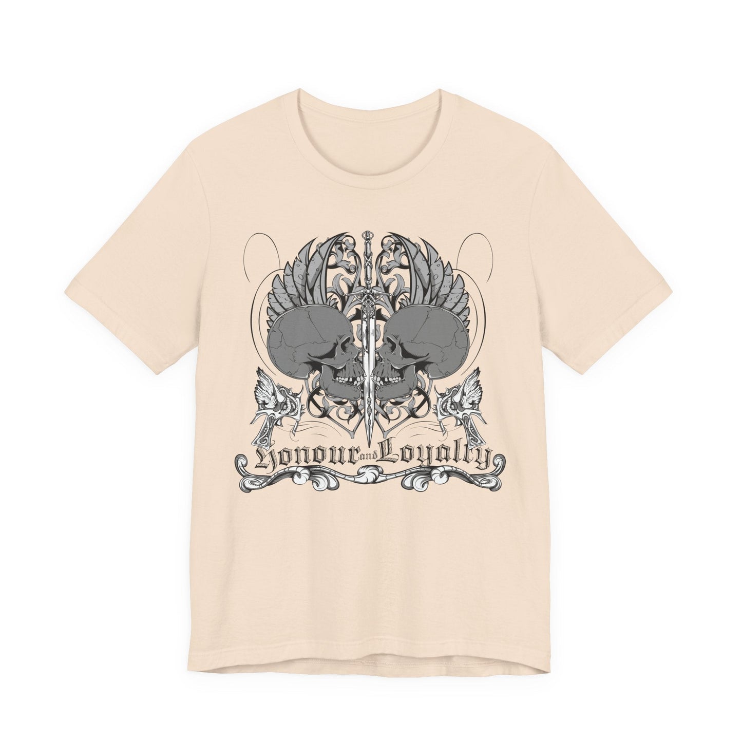 Honor Loyalty crest tee Gothic heraldry skulls wings emblem Art-48