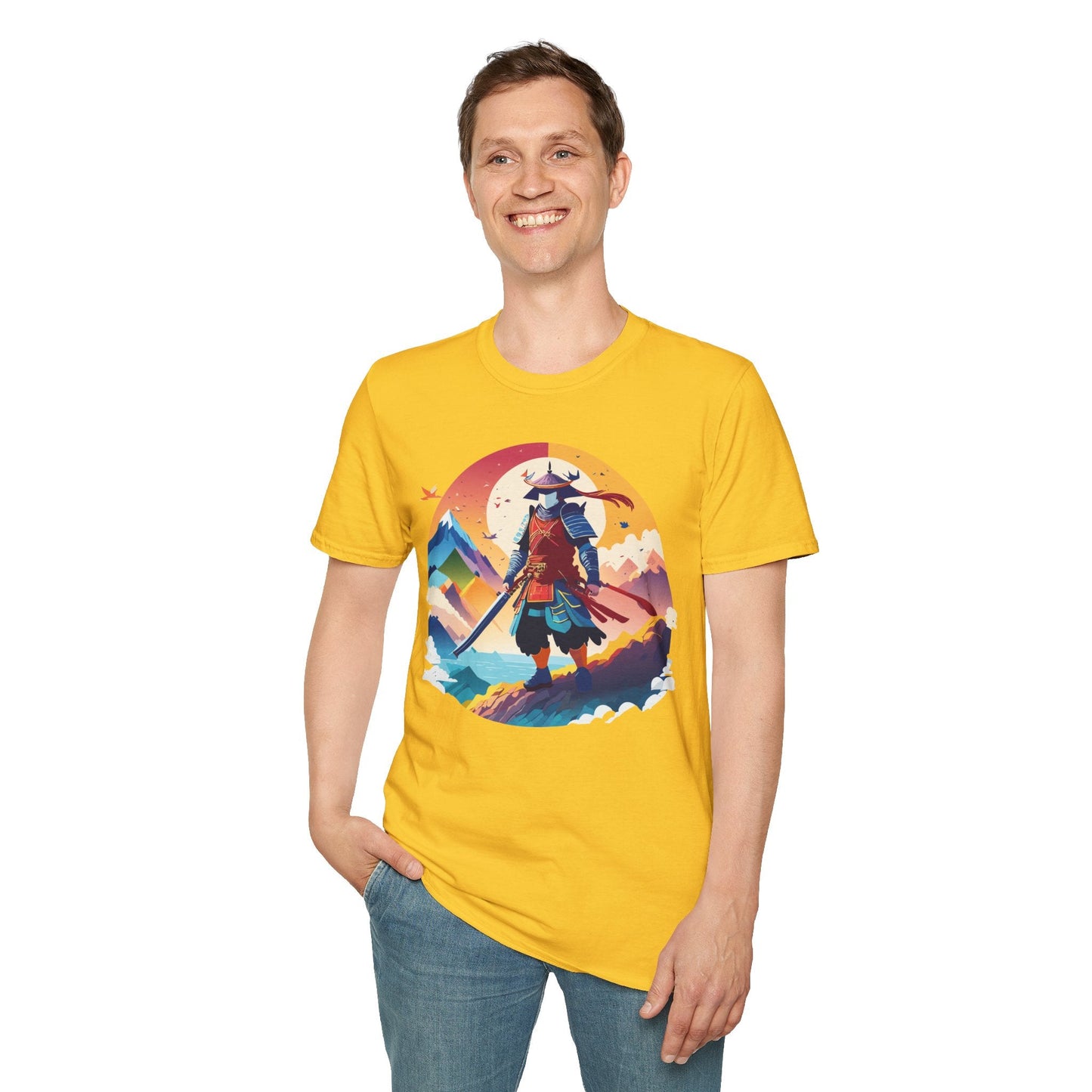 Samurai T Shirt Unisex Softstyle Gildan 64000 100 Percent Ring Spun Cotton Tee For Everyday Wear