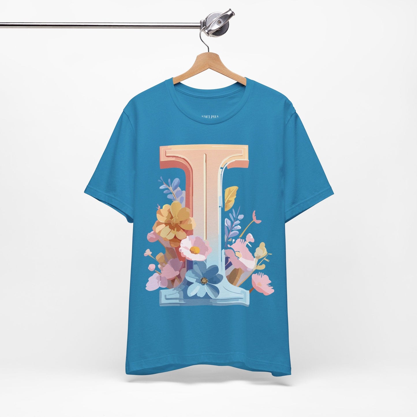 Letter I Shirt Graphic Tee Unisex Vintage Inspired Adelpha Art Design Short Sleeve Tee