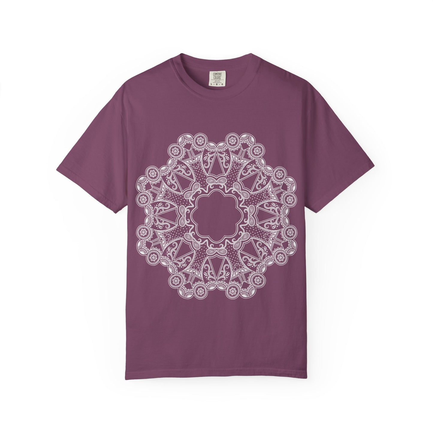 Unisex Garment Dyed Cotton T-Shirt with Mandala Graphic Design