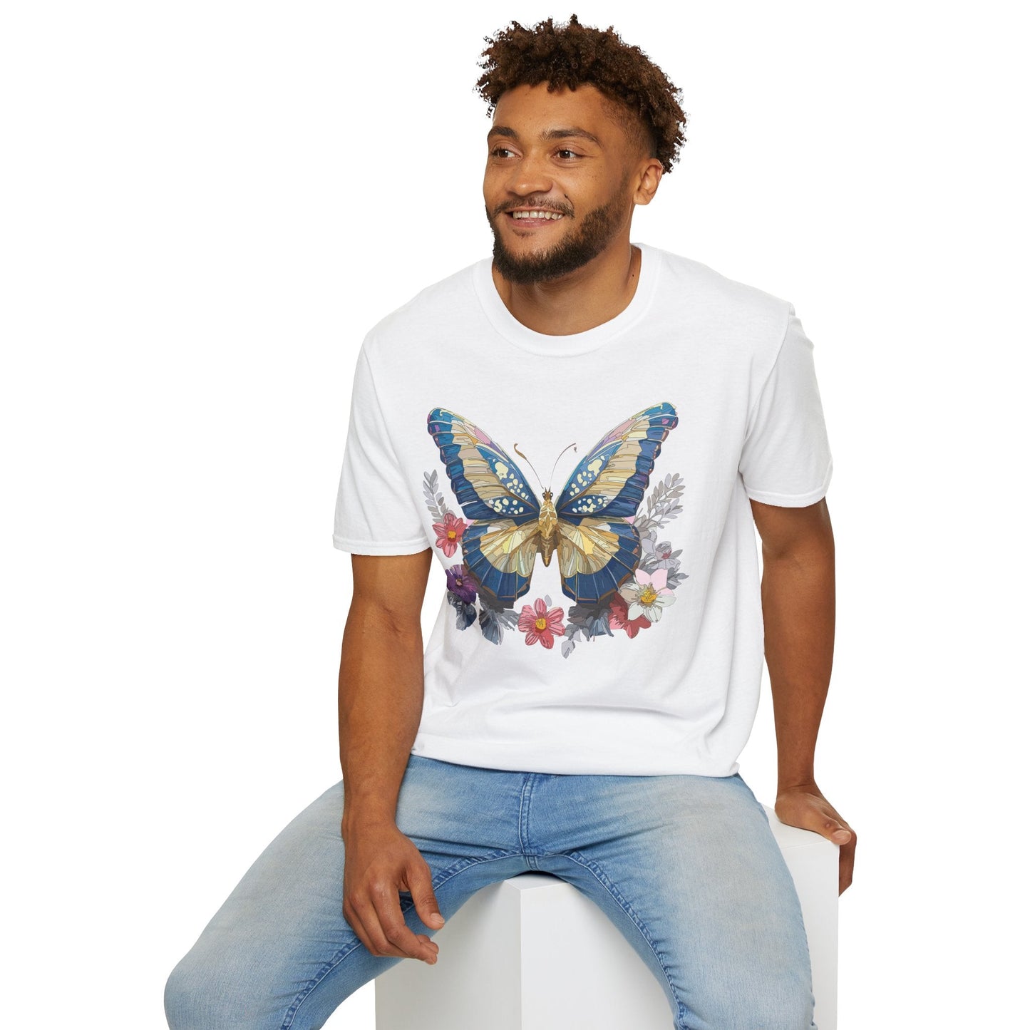 Butterfly Unisex Short Sleeve Tee Shirt Gildan Softstyle 64000 Monarch Design Graphic Tee