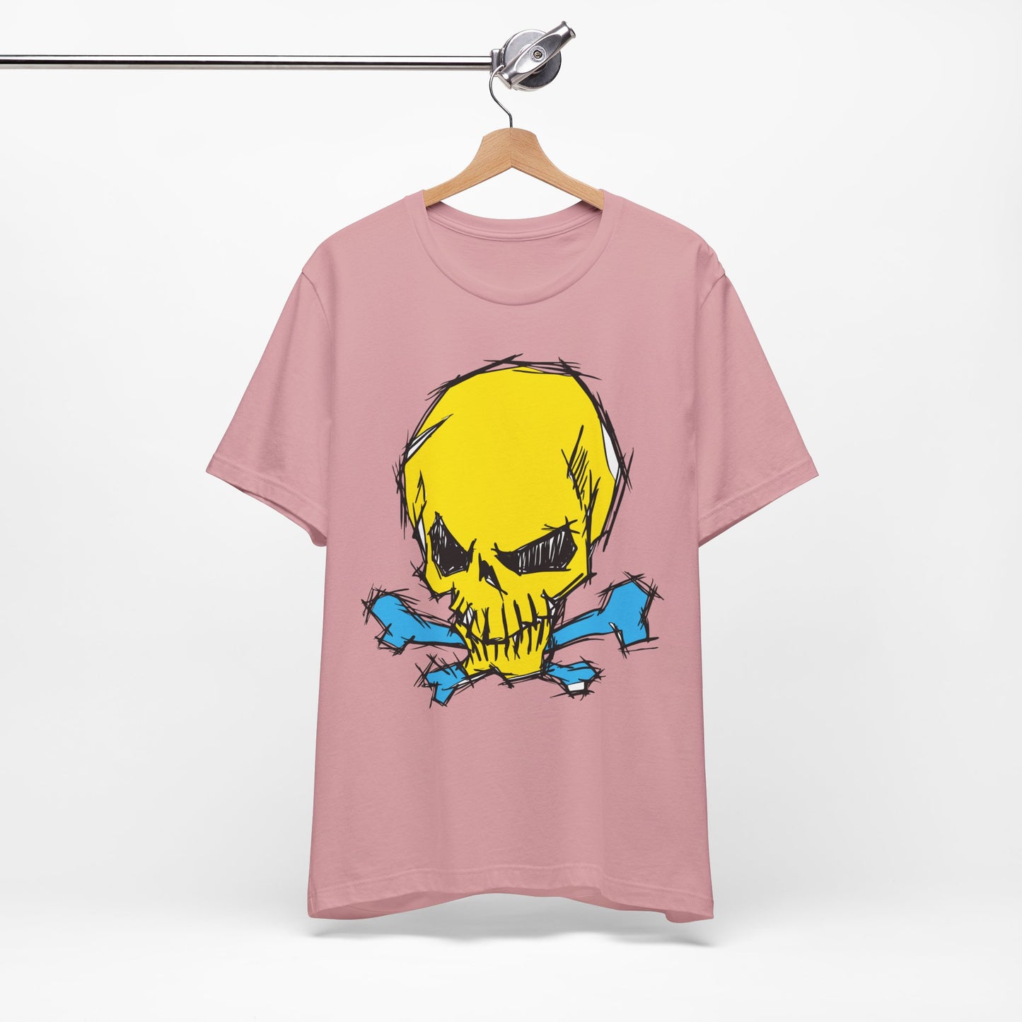 2-Yellow Skull Graphic Design Tee, Skull Shirt, Vintage Tees, Art Design T-Shirt, Vintage Graphic Tee, Art Shirts with Skulls