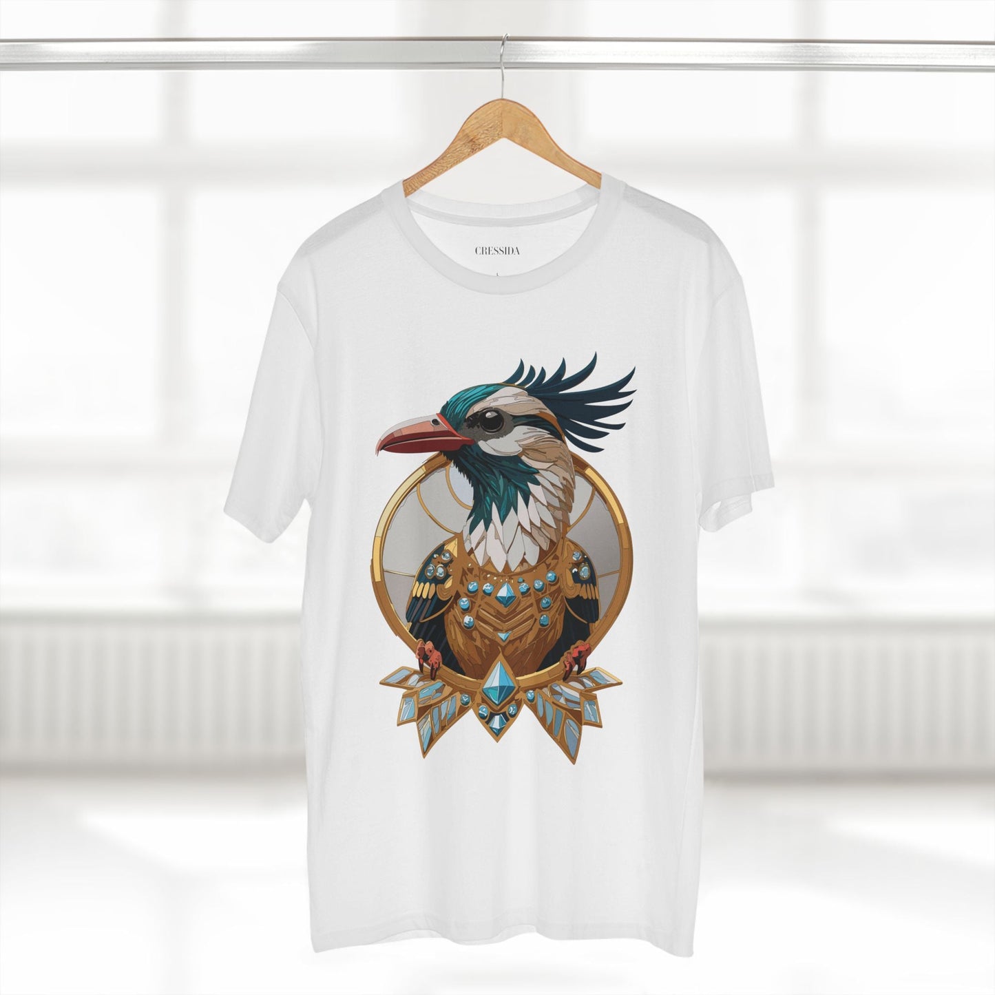 Bird Graphic Unisex 100 Cotton Tee With Unique Animal Golden Medallion Art Design 19