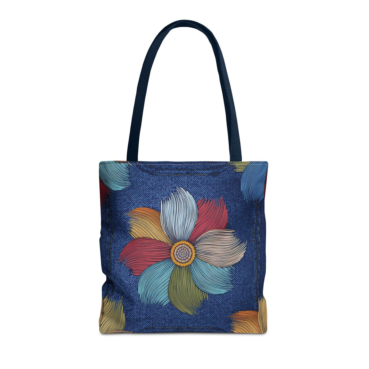 Denim Fabric Imitation Print Unisex Canvas Bag Poly Spun 3 Sizes Tote Bag 159-17