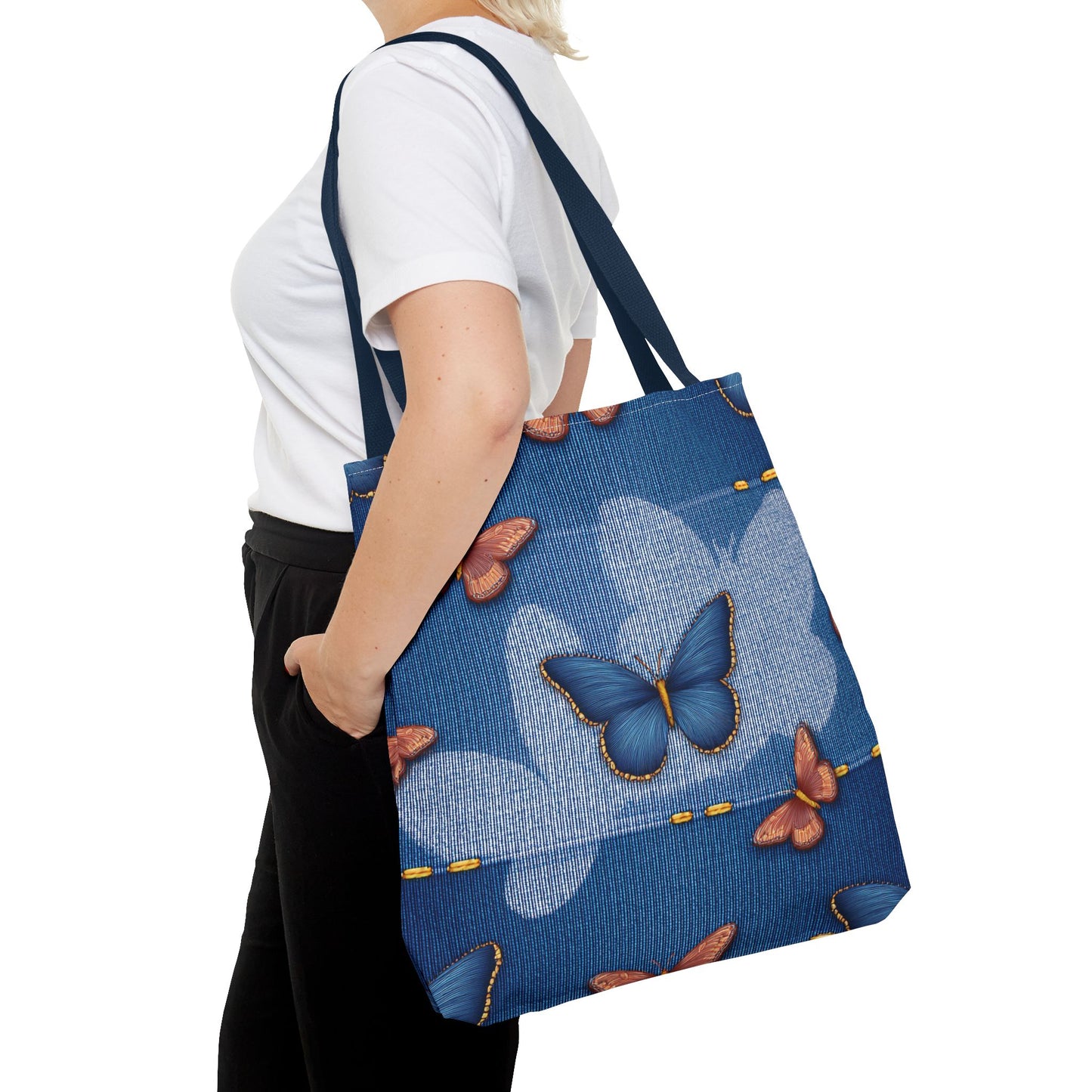 Denim Fabric Imitation Print Unisex Canvas Bag Poly Spun 3 Sizes Tote Bag 176