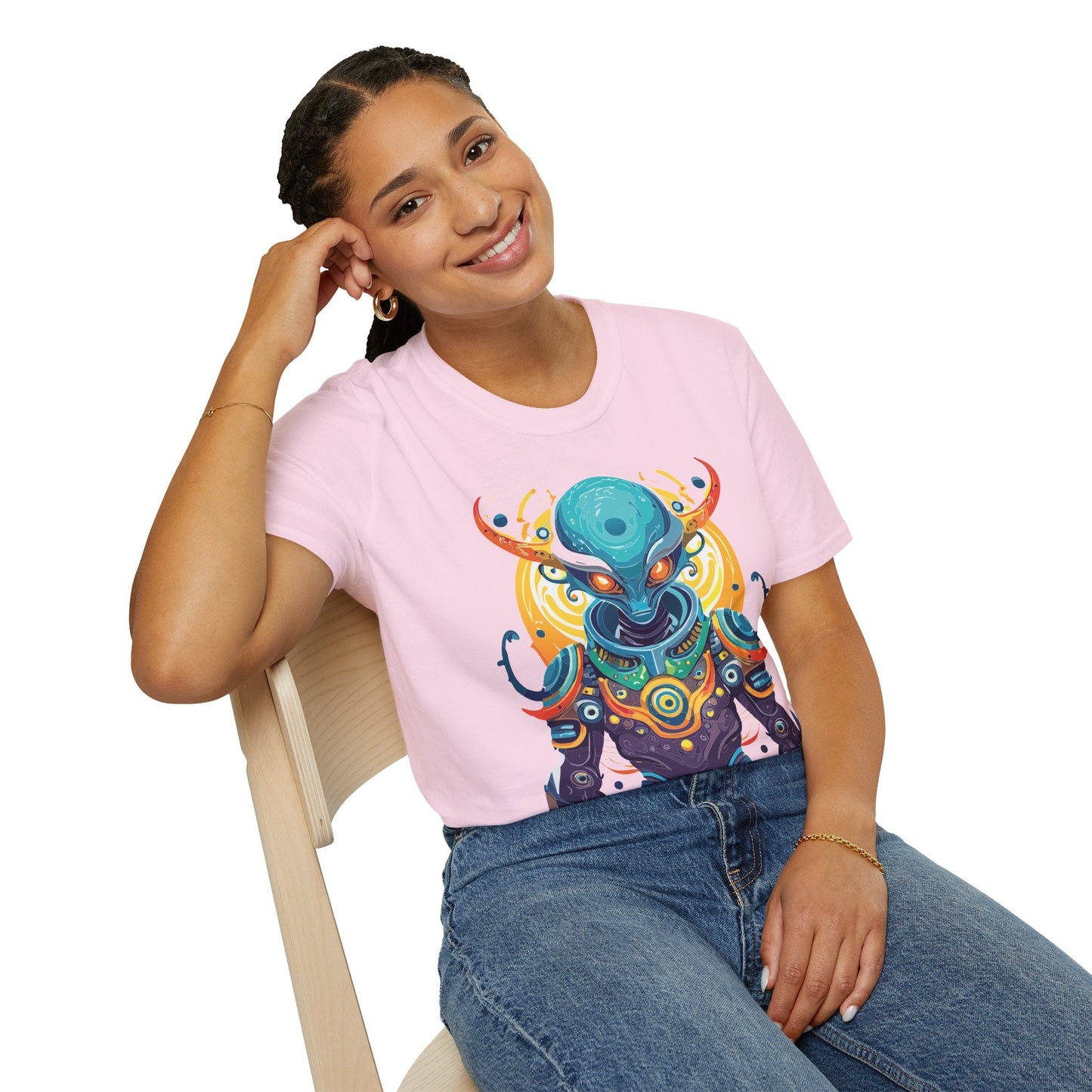 Alien Graphic Unisex Cotton Softstyle UFO Artwork Tee 5