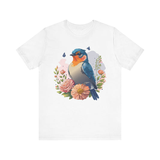 Floral Bird Tee, Animal Shirt, Bird Shirt, Floral Tee, Flower T-shirt, T-Shirt with Animal