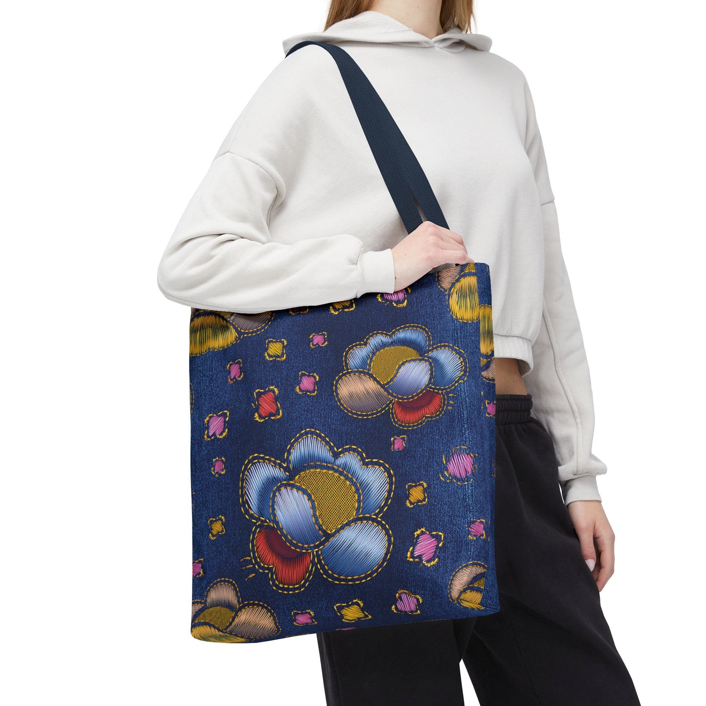 Denim Fabric Imitation Print Unisex Canvas Bag Poly Spun 3 Sizes Tote Bag 164