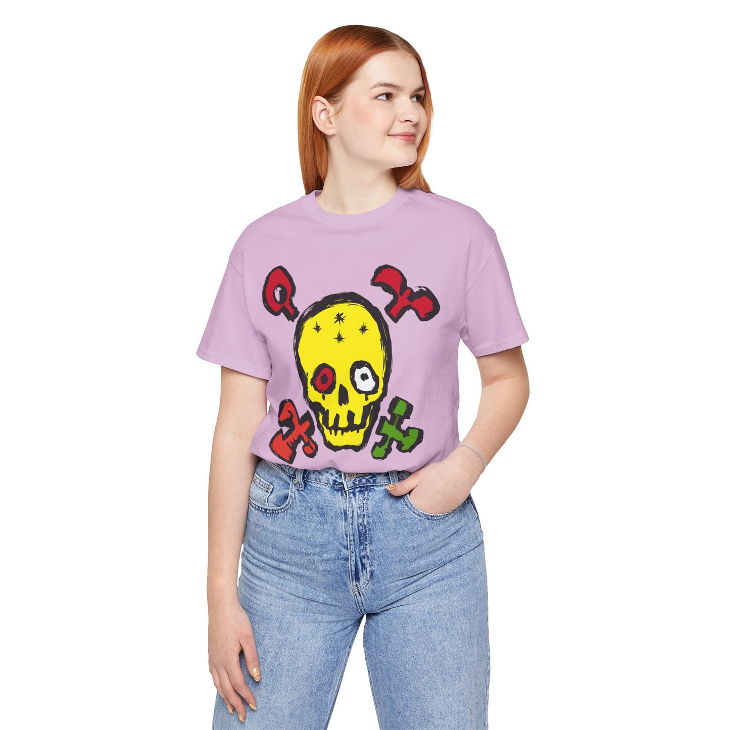 Yellow Skull Graphic Design Tee, Skull Shirt, Vintage Tees, Art Design T-Shirt, Vintage Graphic Tee, Art Shirts with Skulls