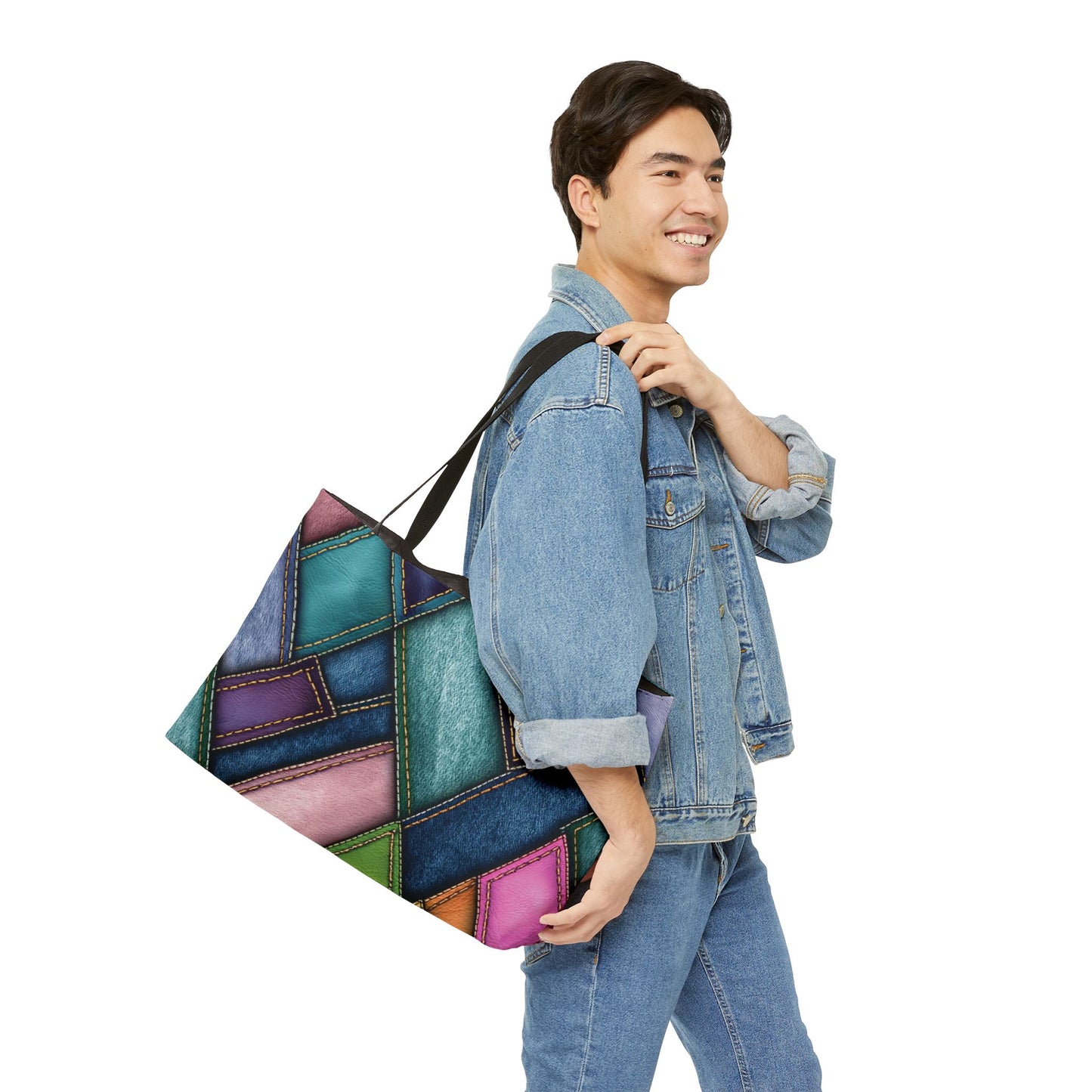 Denim Print Yoga Bag High-Quality 100% Spun Polyester 24x13 Canvas Gym Bag 42