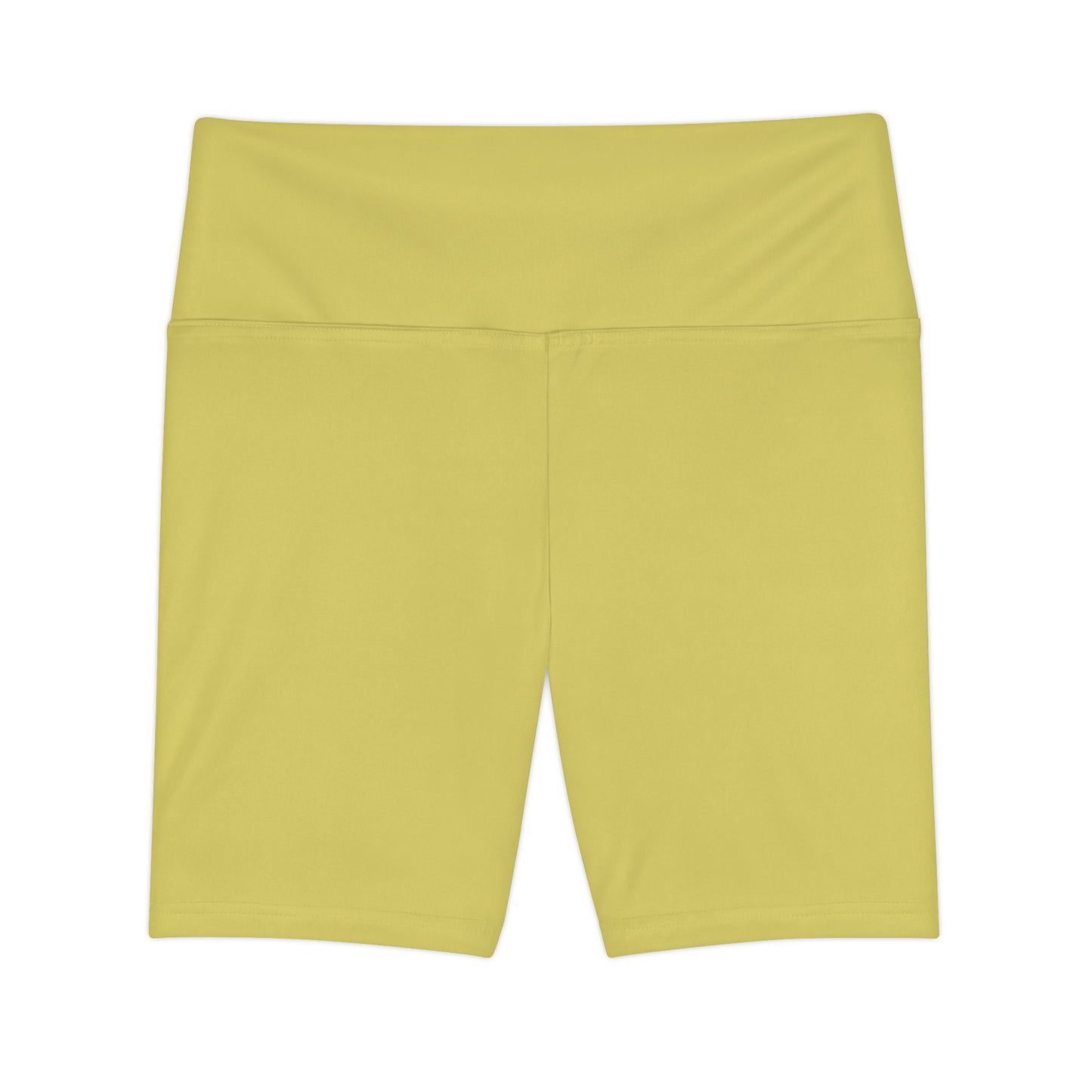 Golden Sand Yellow Workout Shorts — Women’s High-Waist Performance Biker Shorts (Solid Yellow)
