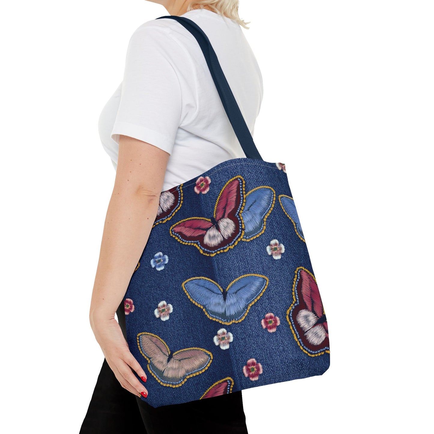 Denim Fabric Imitation Print Unisex Canvas Bag Poly Spun 3 Sizes Tote Bag 180