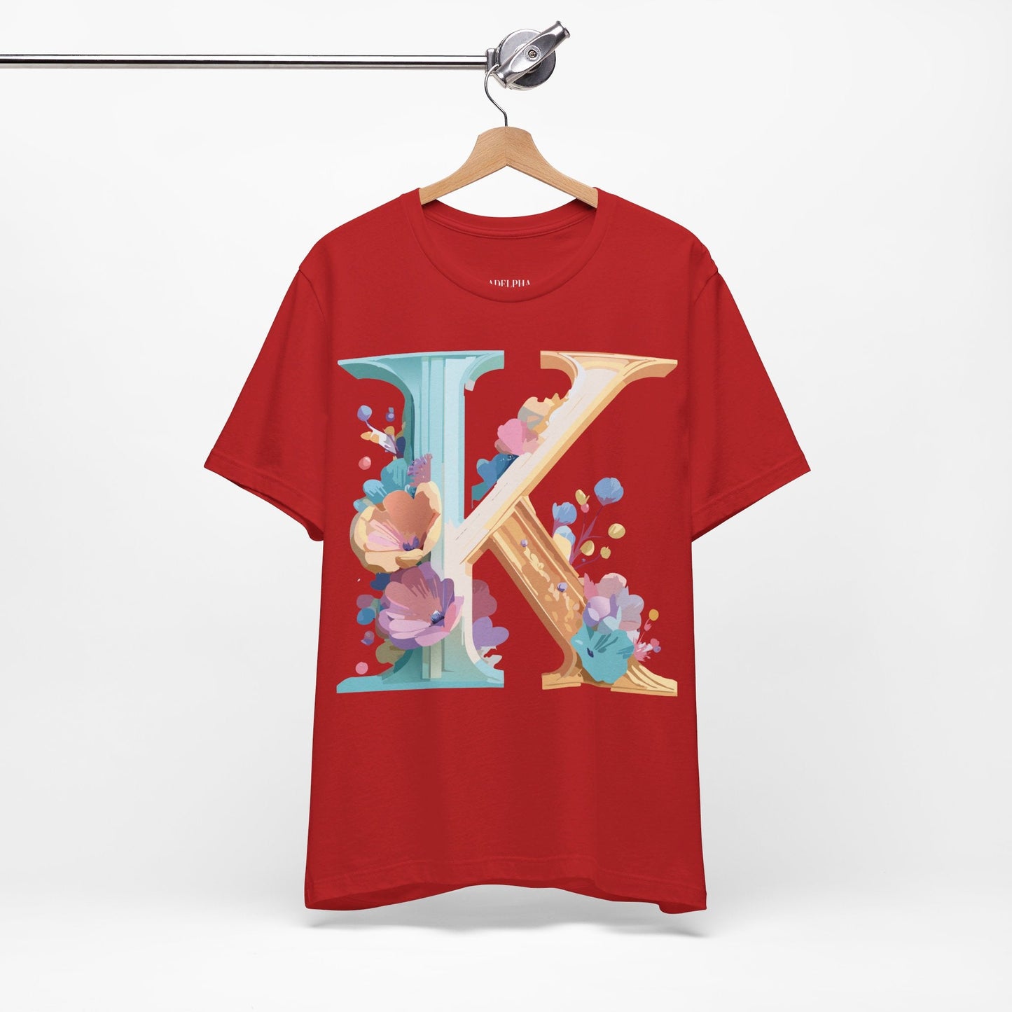 Letter K Shirt Graphic Tee Unisex Vintage Inspired Adelpha Art Design Tee Premium Soft Cotton