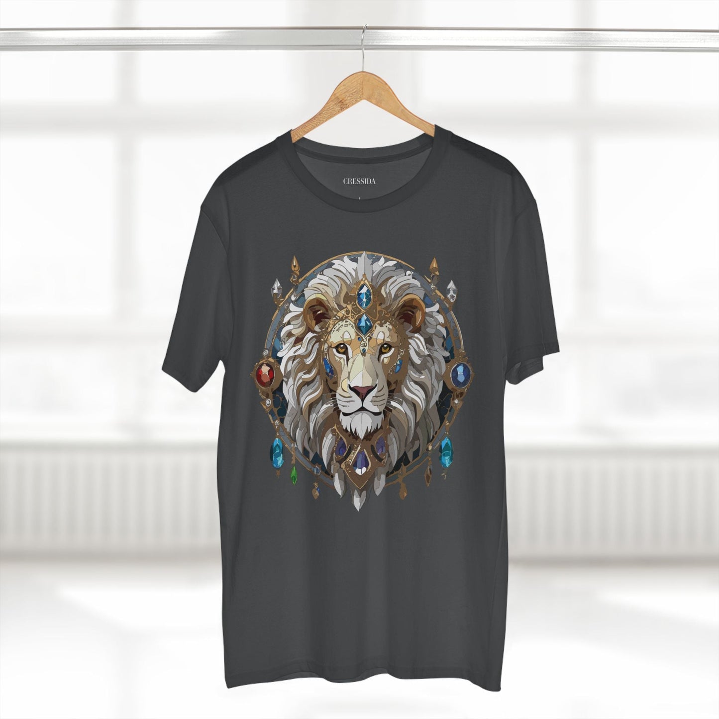 Lion Graphic Unisex 100 Cotton Tee With Unique Animal Golden Medallion Art Design 57