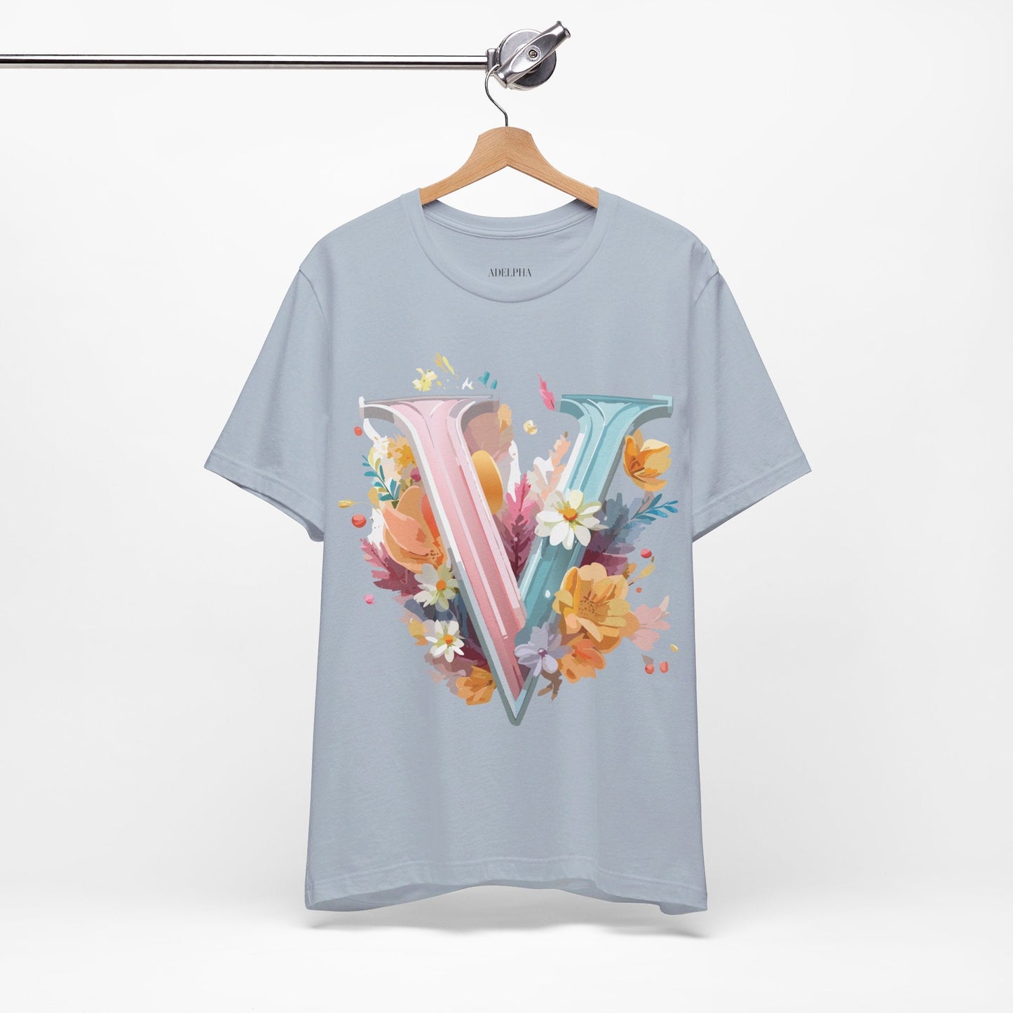 Letter V Shirt Graphic Tee Unisex Jersey Short Sleeve Adelpha Art Design Vintage Inspired