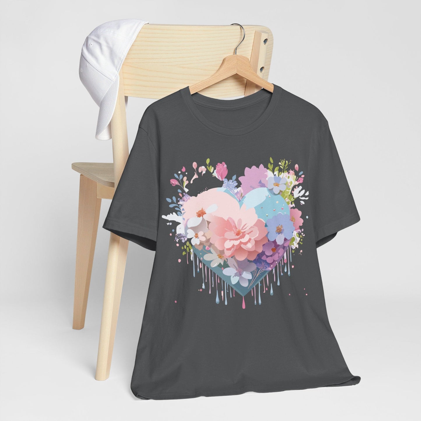 Valentine Day Graphic Unisex 100 Cotton Vintage Artwork with Love and Flower Design Tee 32