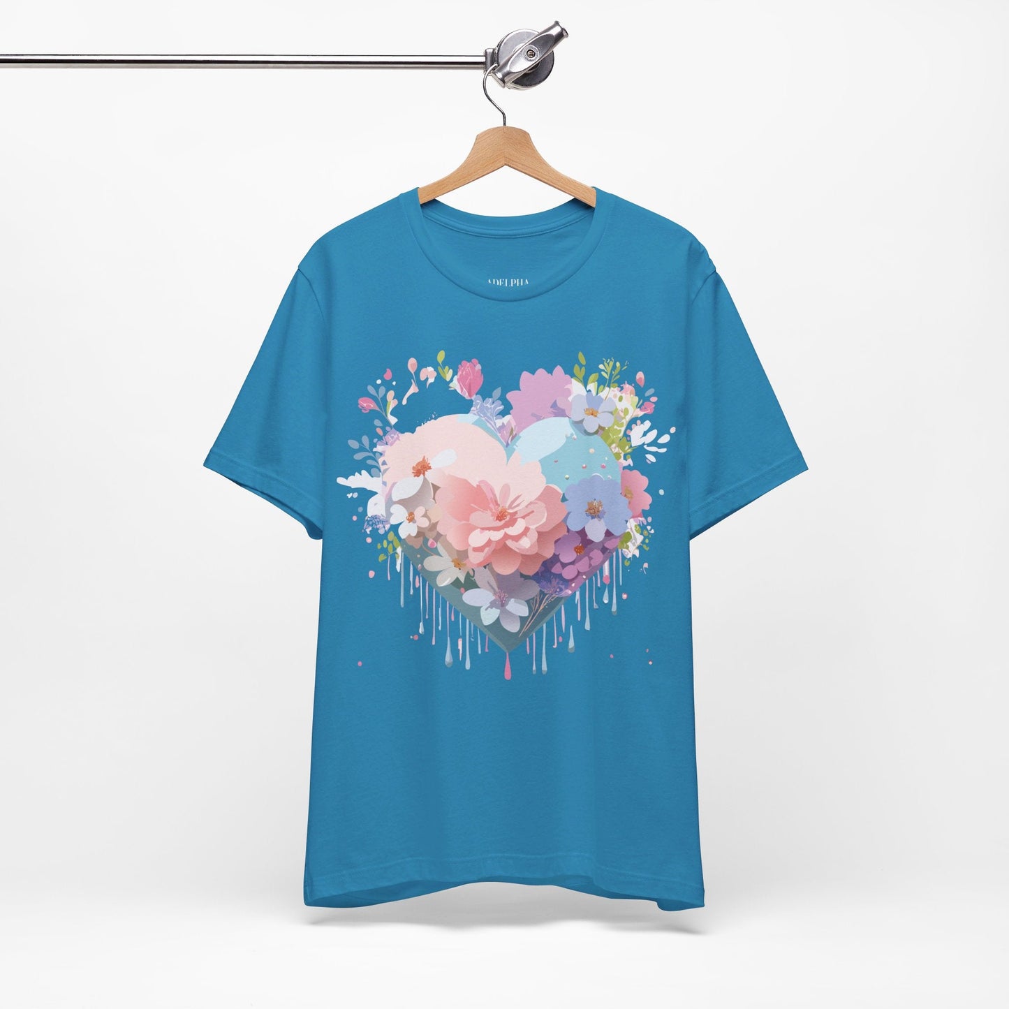 Valentine Day Graphic Unisex 100 Cotton Vintage Artwork with Love and Flower Design Tee 32