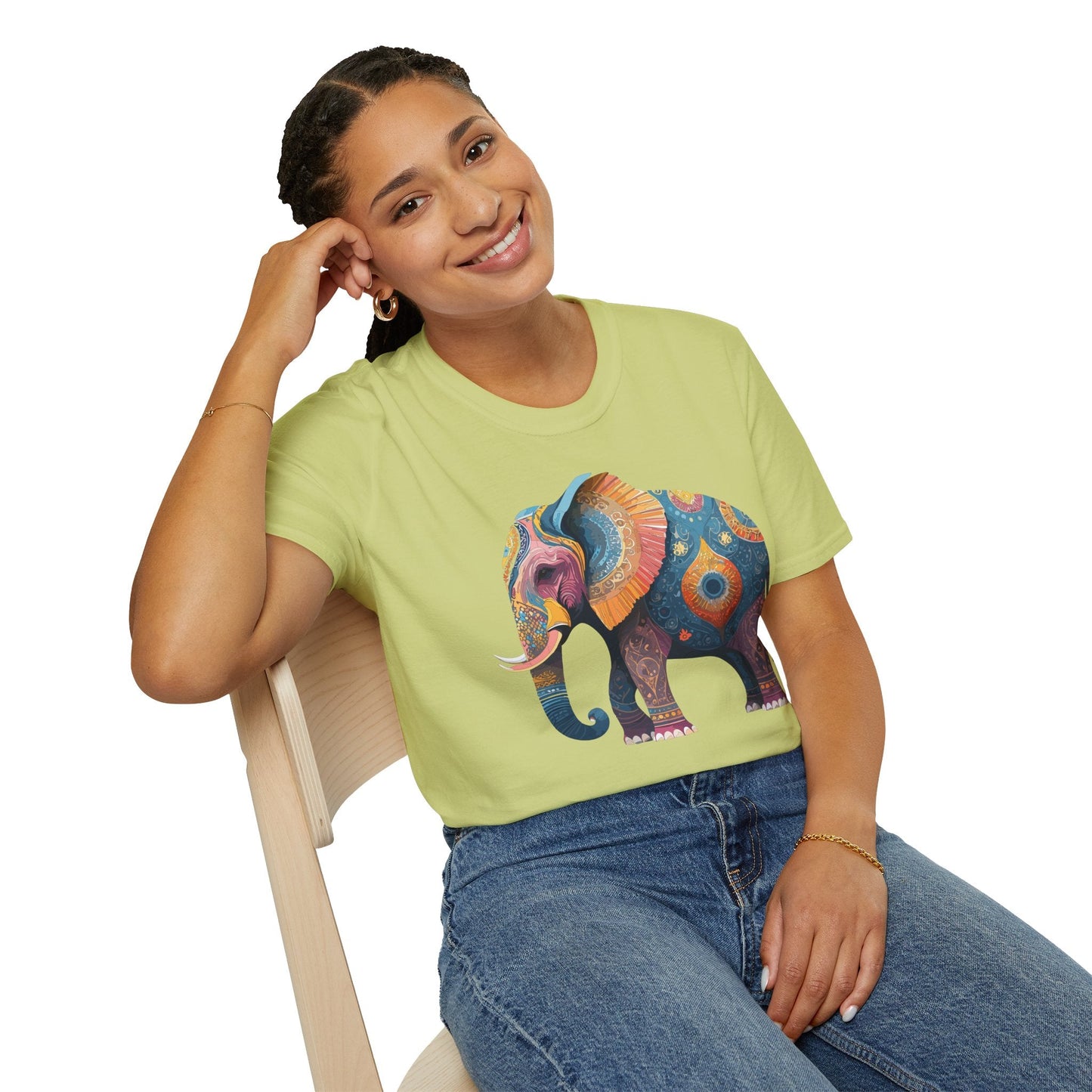 Elephant T Shirt Unisex Gildan Softstyle 64000 Tee With Animal Elephant Graphic Artwork